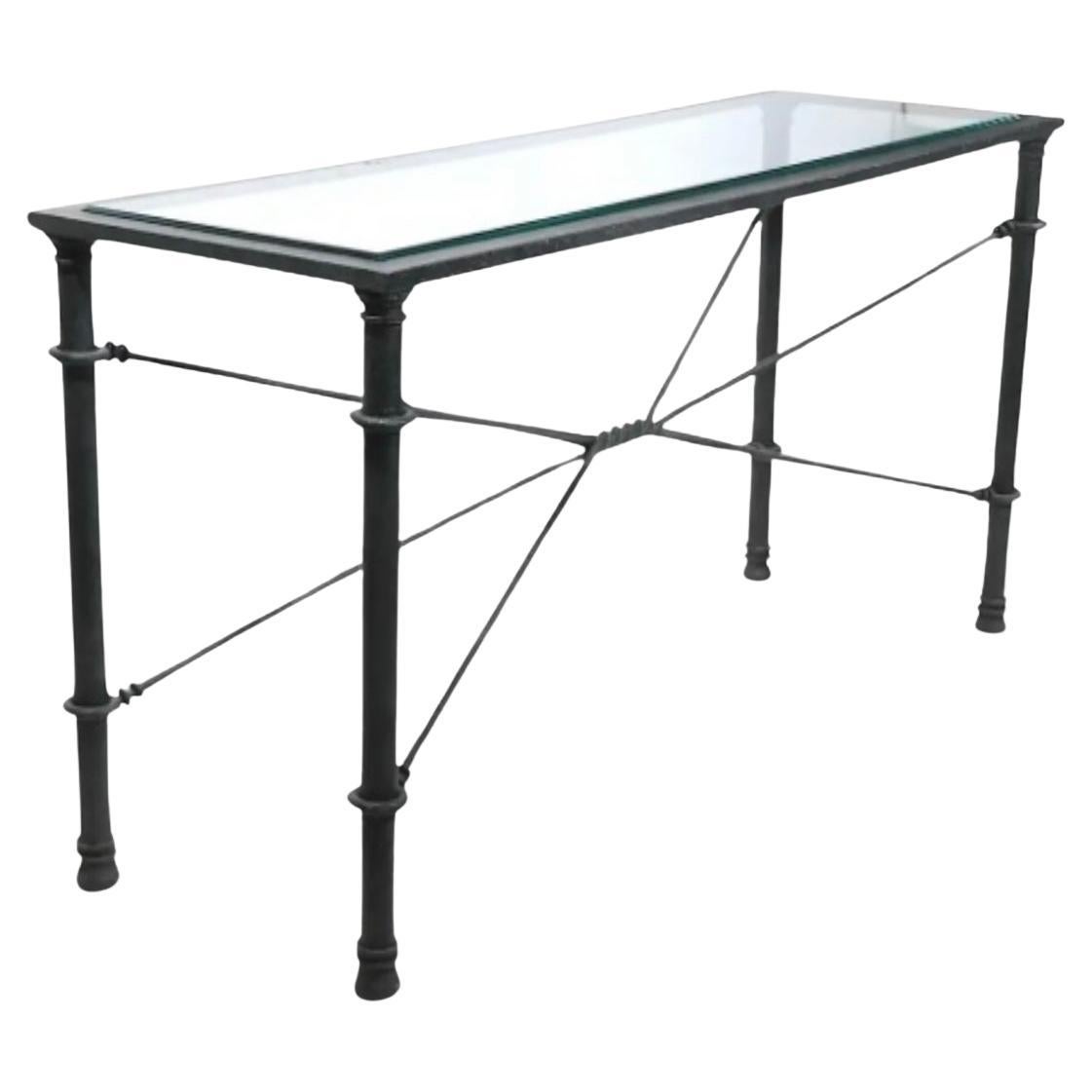 Mid Century Eisen und Glas Konsolentisch