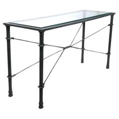 Mid Century Eisen und Glas Konsolentisch