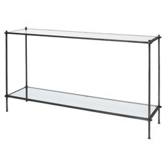 Mid-Century Iron and Glass Console Table