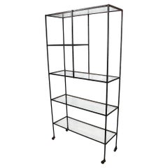 Mid Century Iron and Glass Freestanding Metal Display Shelf c. 1950's