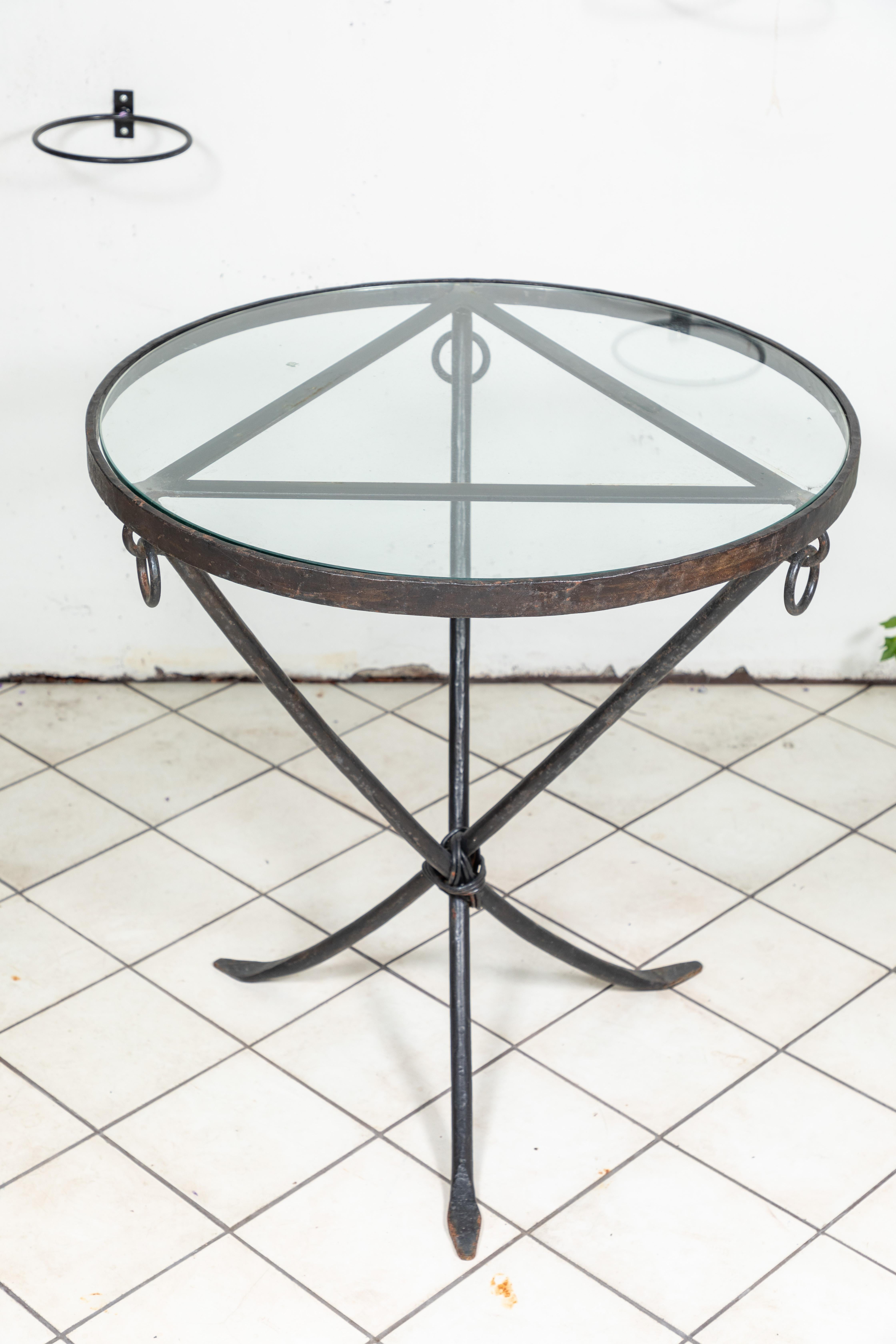 Mid Century Iron and Glass Round Table 2