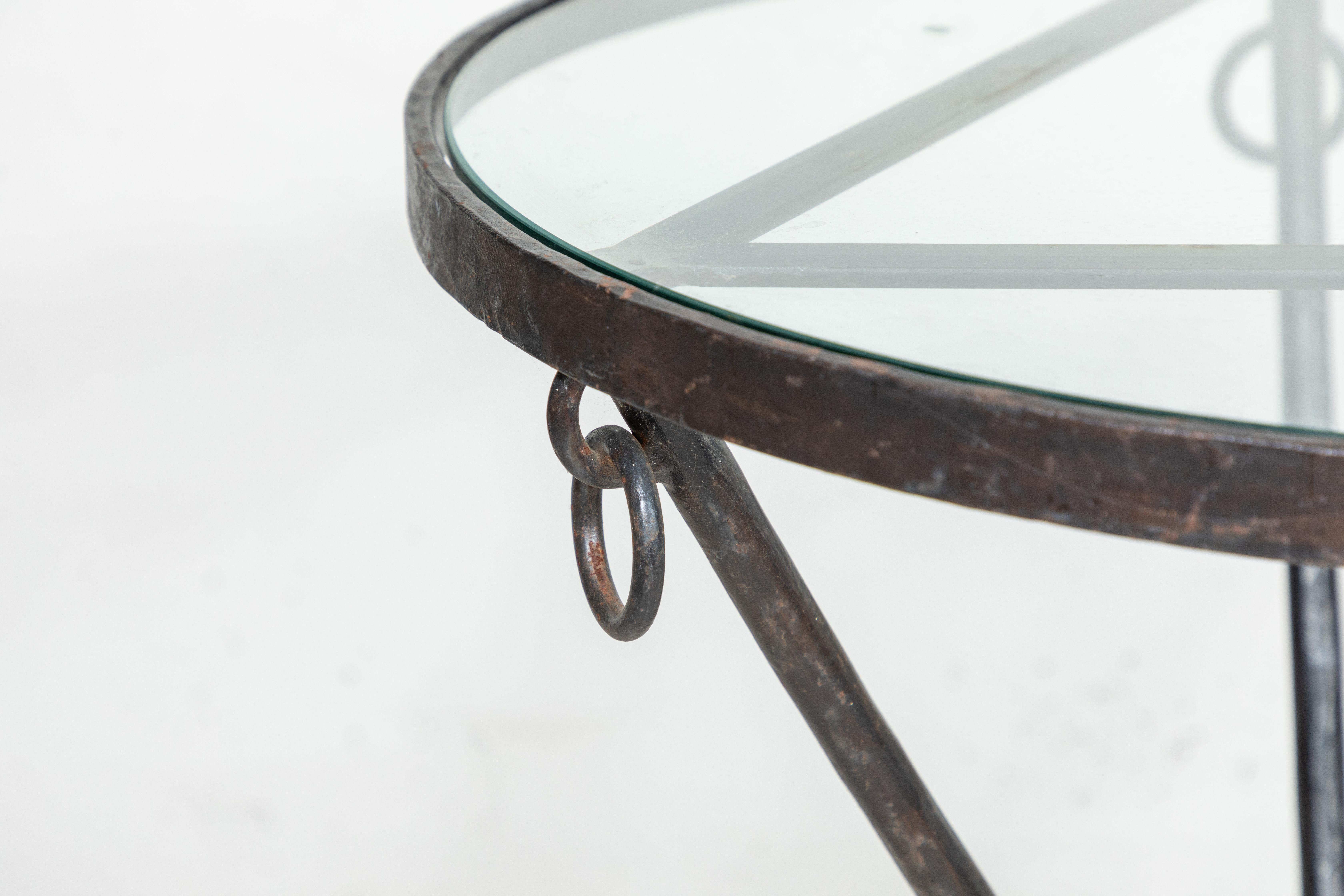 Mid Century Iron and Glass Round Table 3