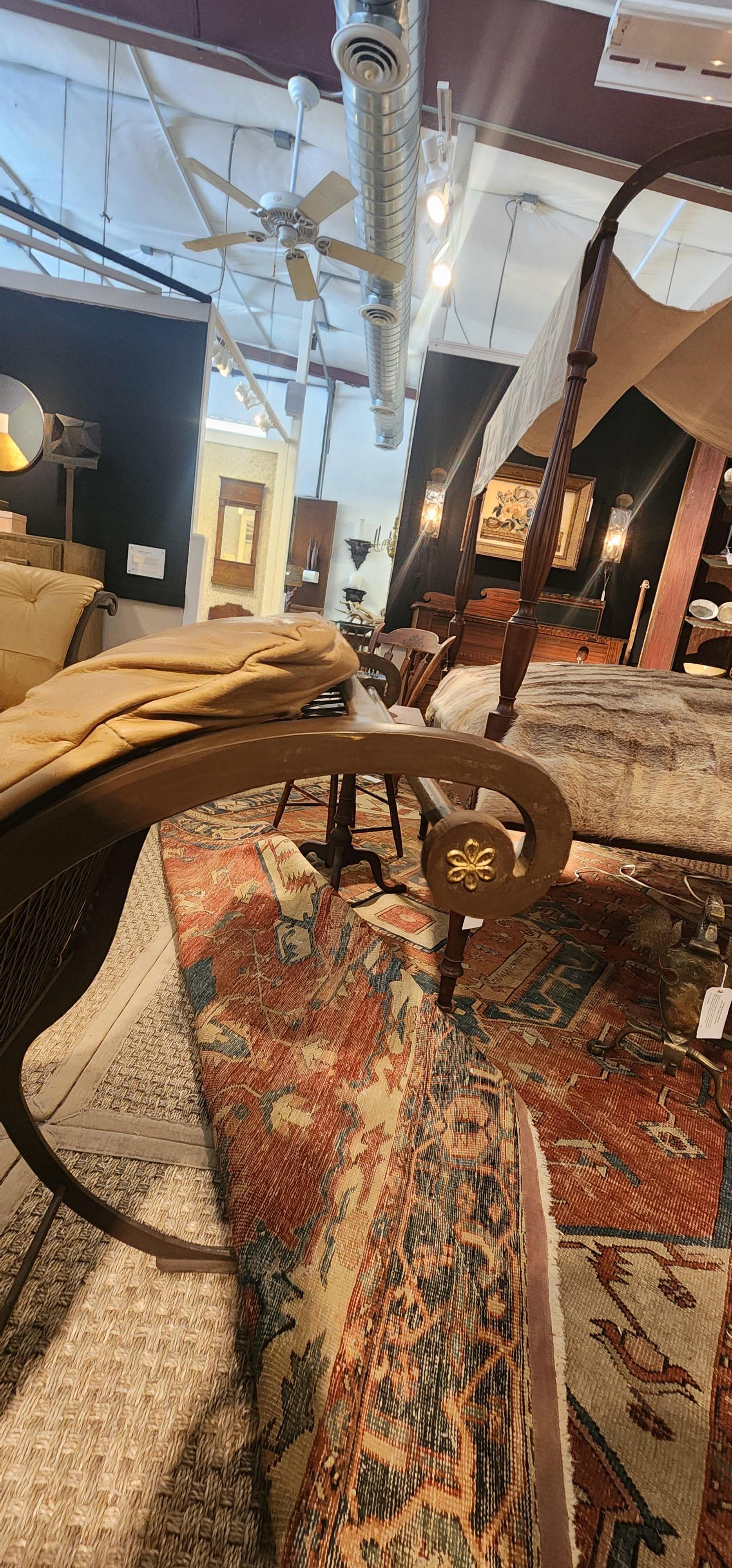 Mid Century Iron and Leather Campeche Chairs For Sale 1