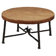 Mid Century Iron And Oak Coffee Table From France, Circa 1960