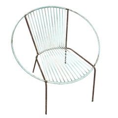 Mid-Century Iron and Rubber Cord Loop Outdoor/Patio Chair by Salterini, Pair