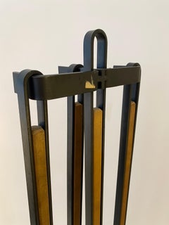 Mid Century Iron and Wood Fireplace Tool Set
