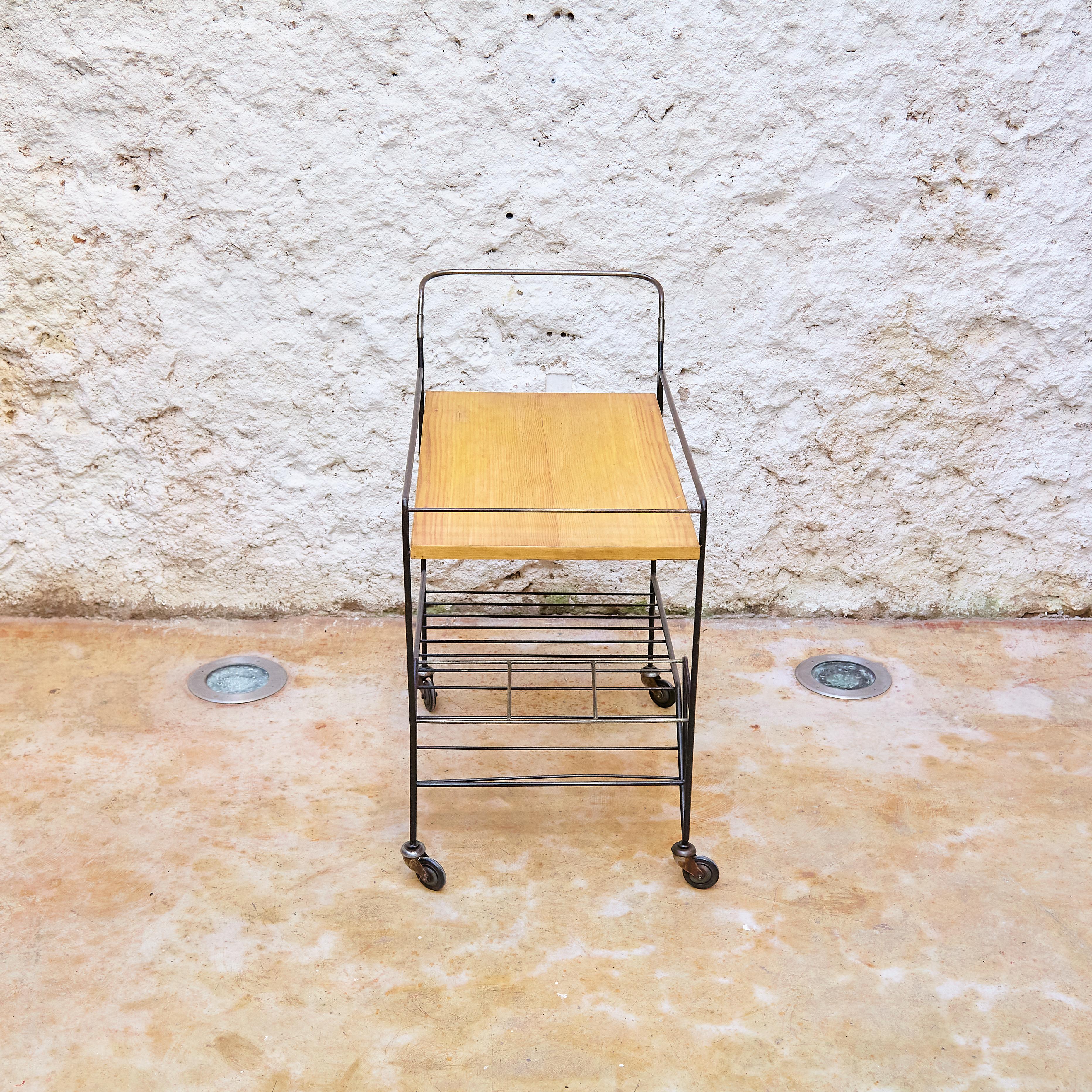 Mid-Century, Iron and Wood Trolley after Mathieu Mategot, circa 1960 For Sale 1