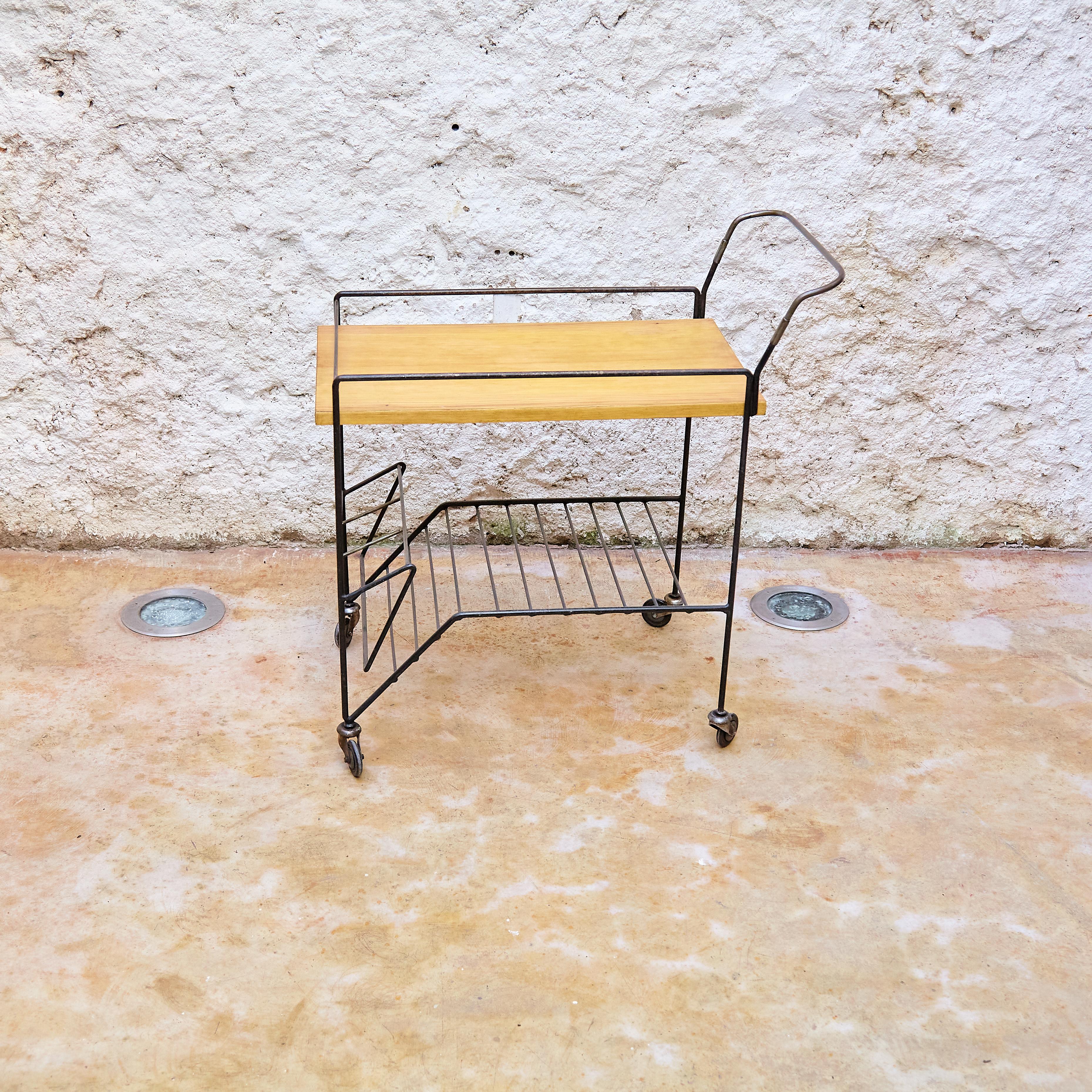 Mid-Century, Iron and Wood Trolley after Mathieu Mategot, circa 1960 For Sale 3