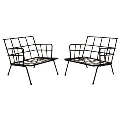 Mid Century Iron Arthur Umanoff Adrian Pearsall Style Club Lounge Chair - a Pair