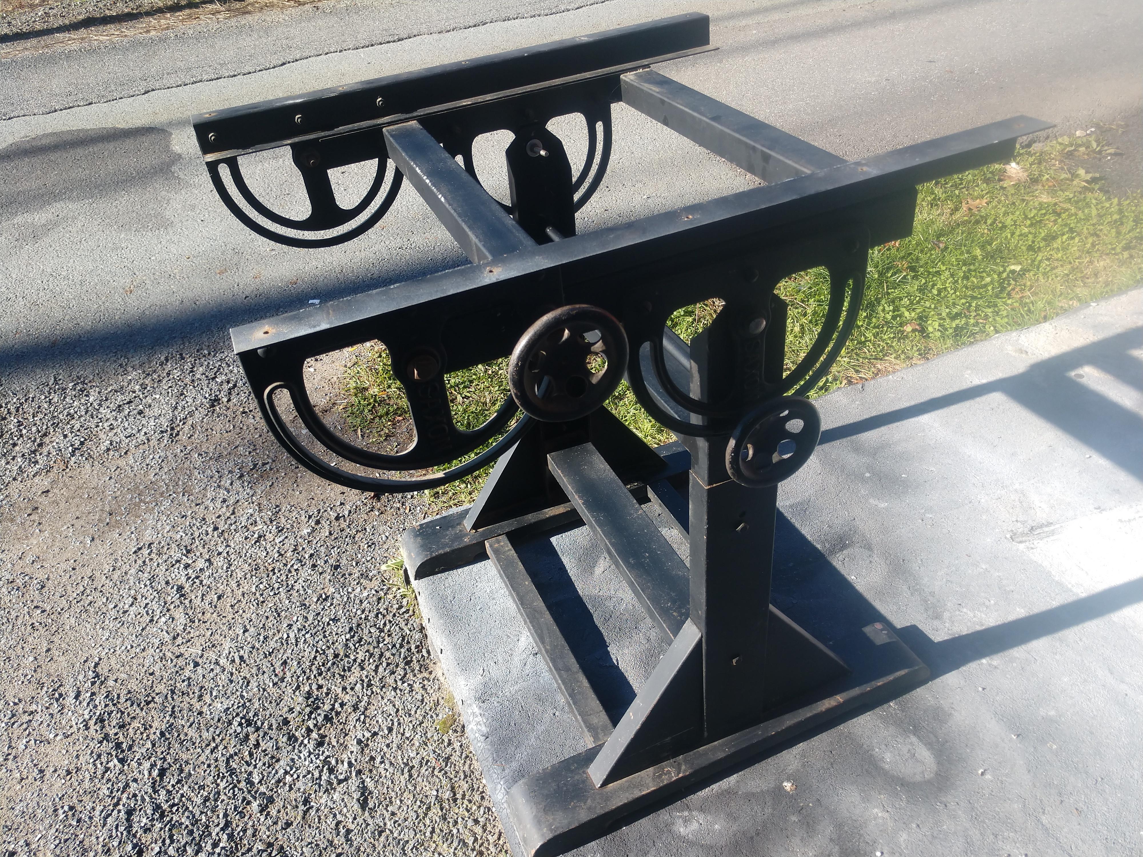 Mid Century Iron Base & Wood Top Drafting Table by Saxon C1955 2