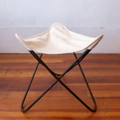 Mid-Century Iron Butterfly Chair Ottoman Stool 1950s