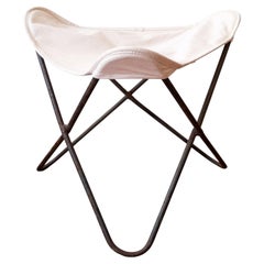 Mid-Century Iron Butterfly Chair Ottoman Stool 1950s