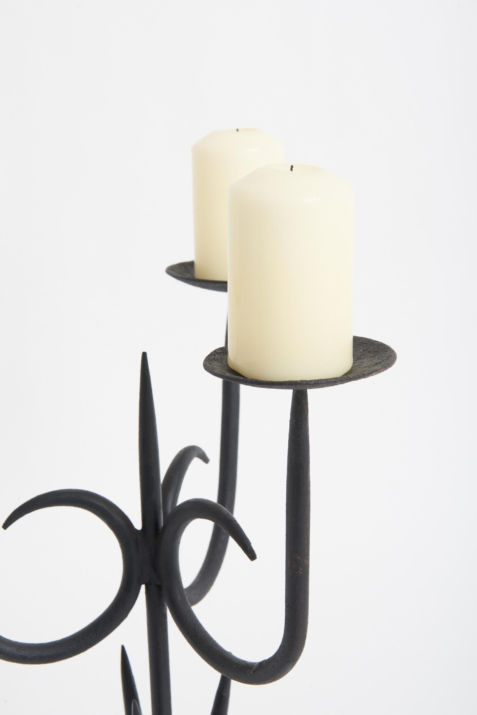 French Midcentury Iron Candelabra For Sale