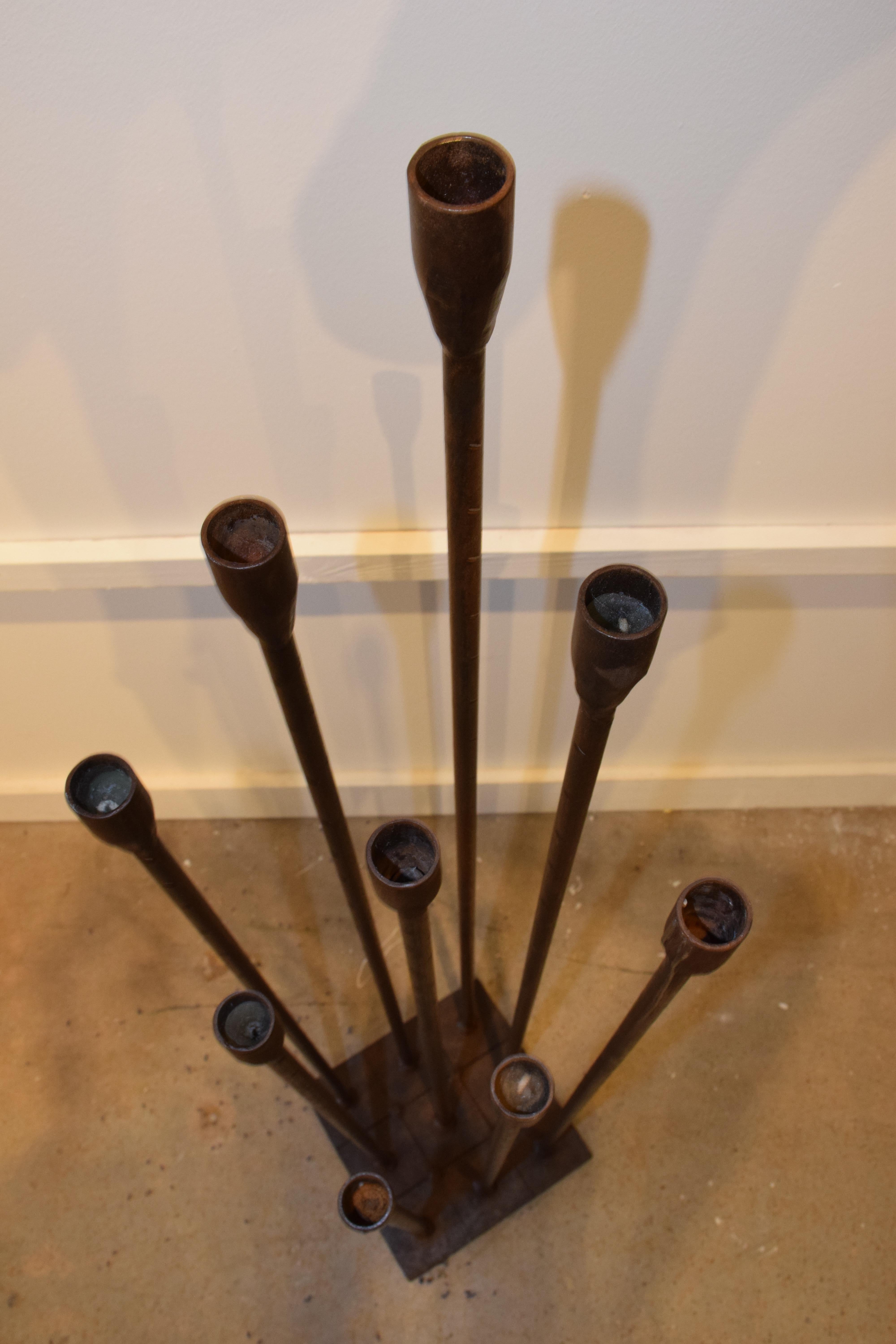 American Midcentury Iron Candelabra in the Style of Harry Bertoia, 20th Century