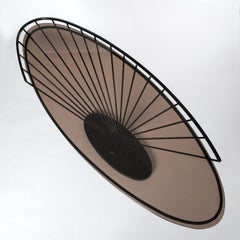 Table console en fer du milieu du siècle avec plateau en verre fumé par Marzio Cecchi pour Hermès