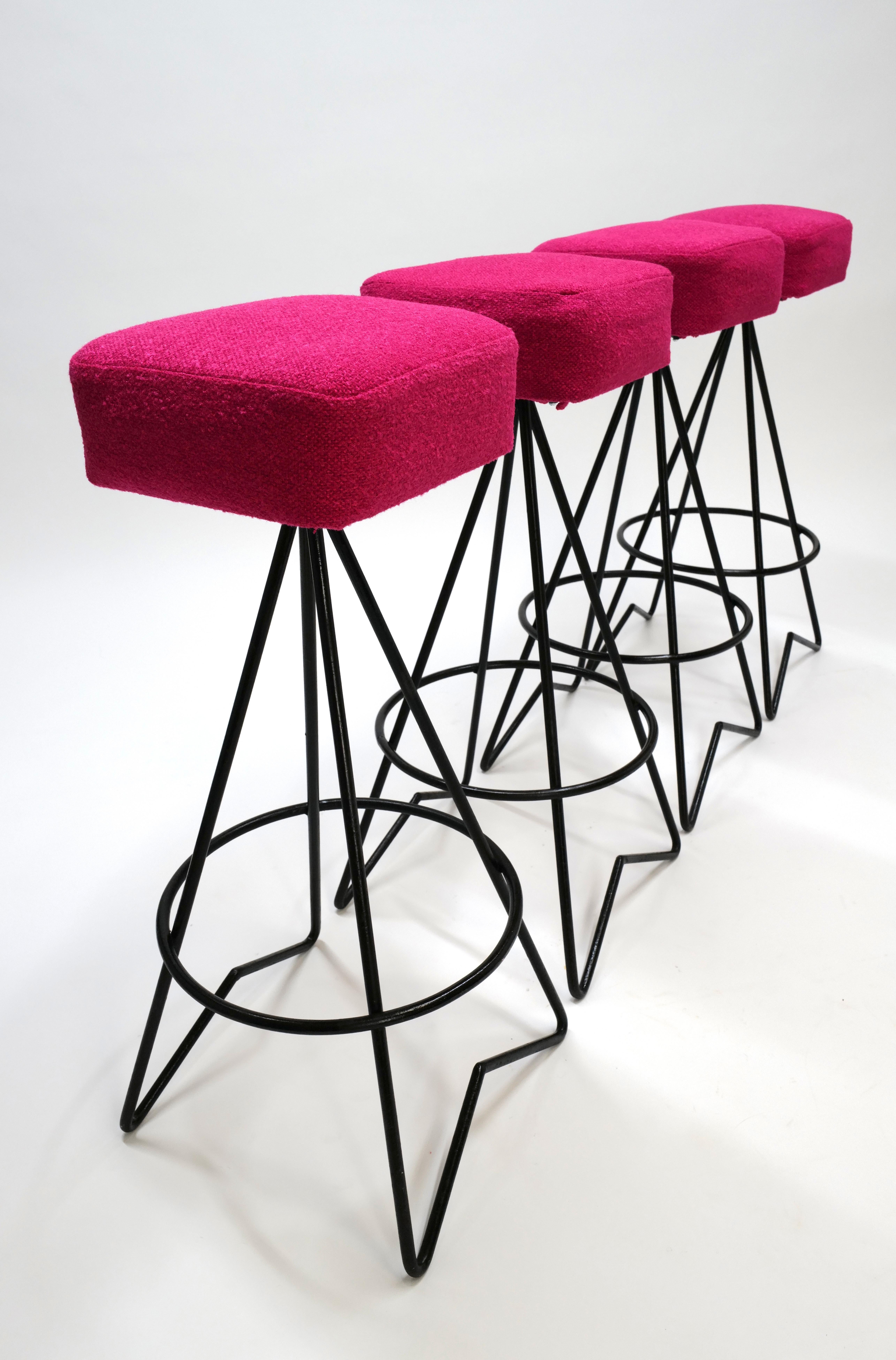 Mid-Century Modern Mid Century Iron Counter Height Barstools