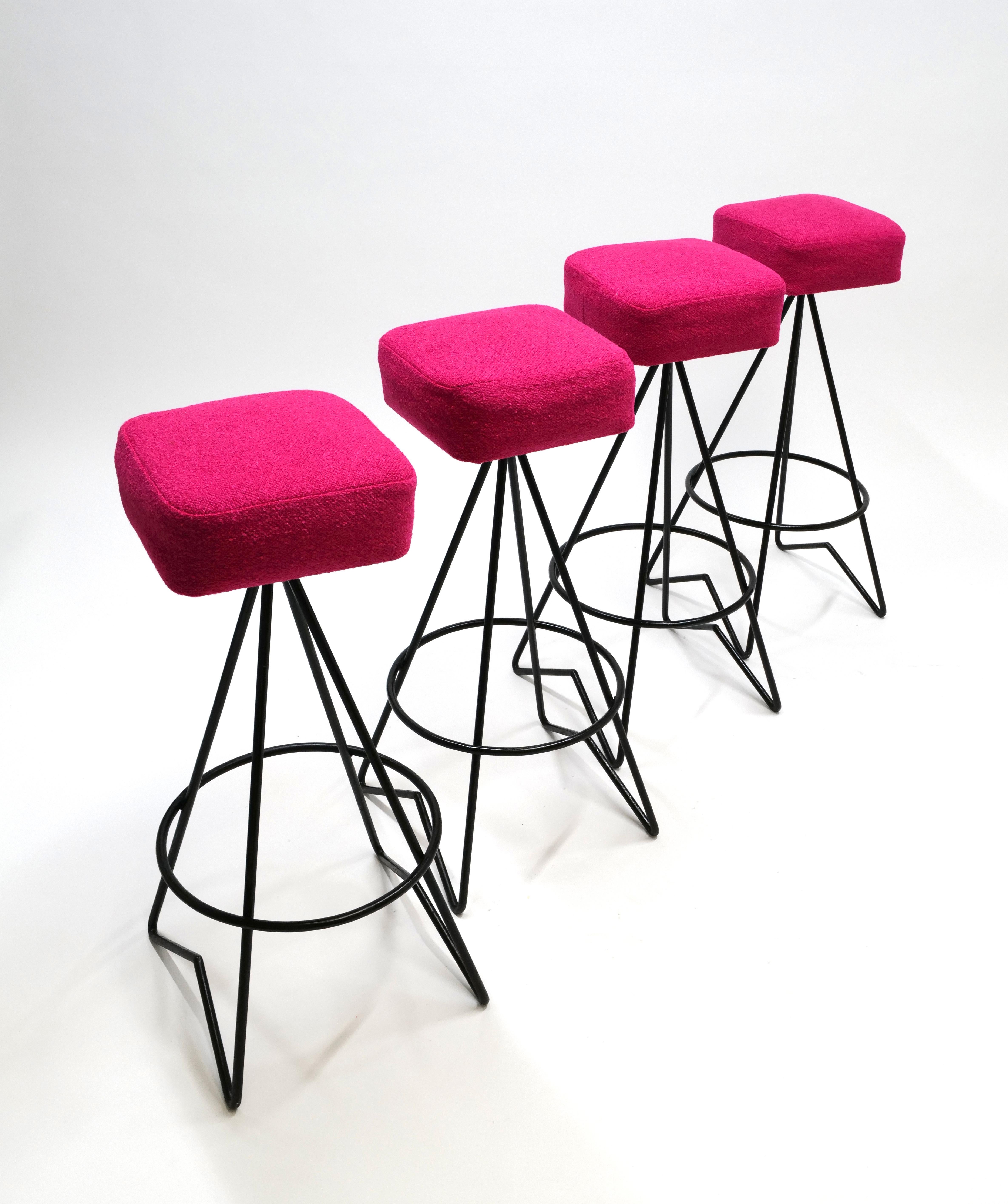 American Mid Century Iron Counter Height Barstools