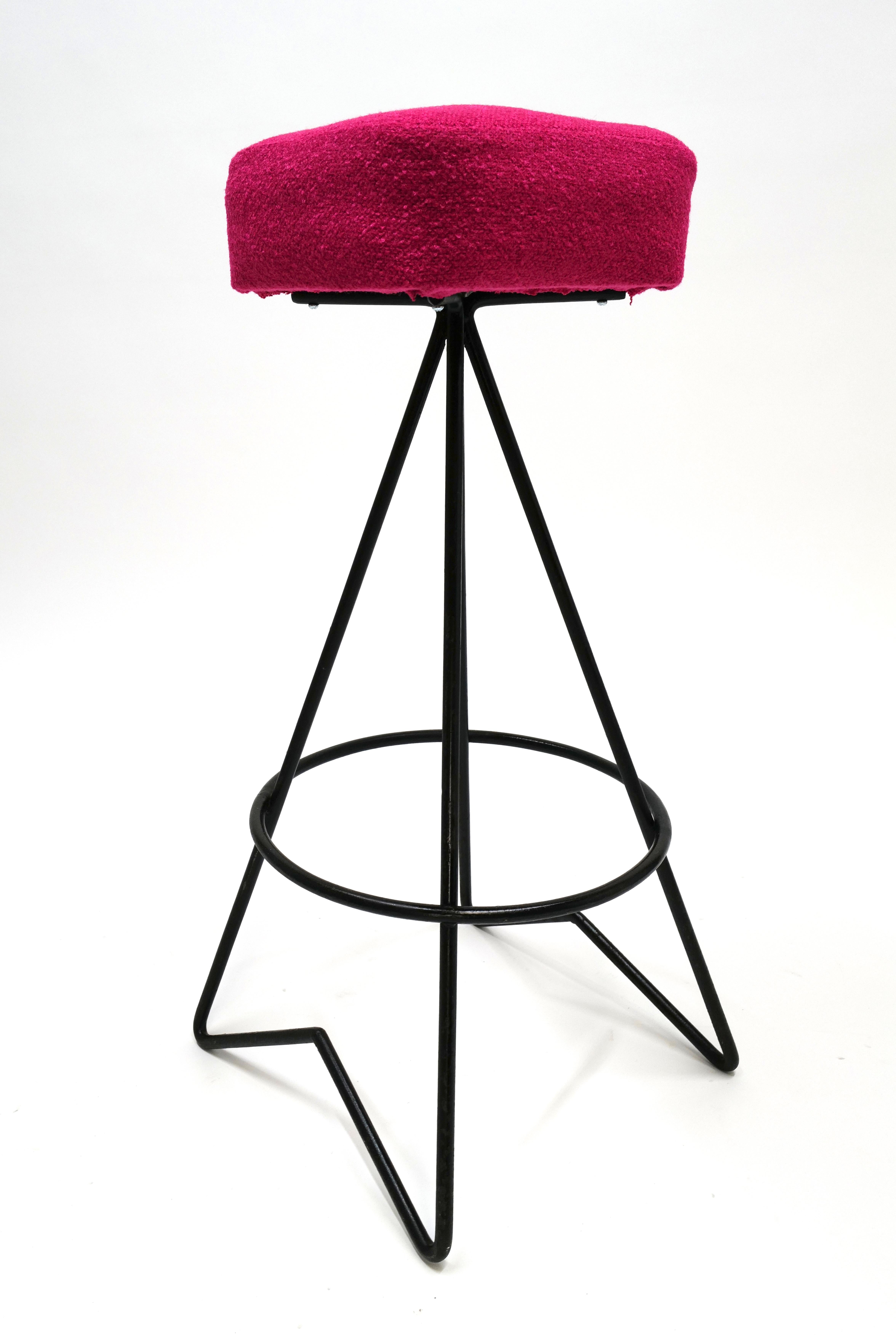 Upholstery Mid Century Iron Counter Height Barstools