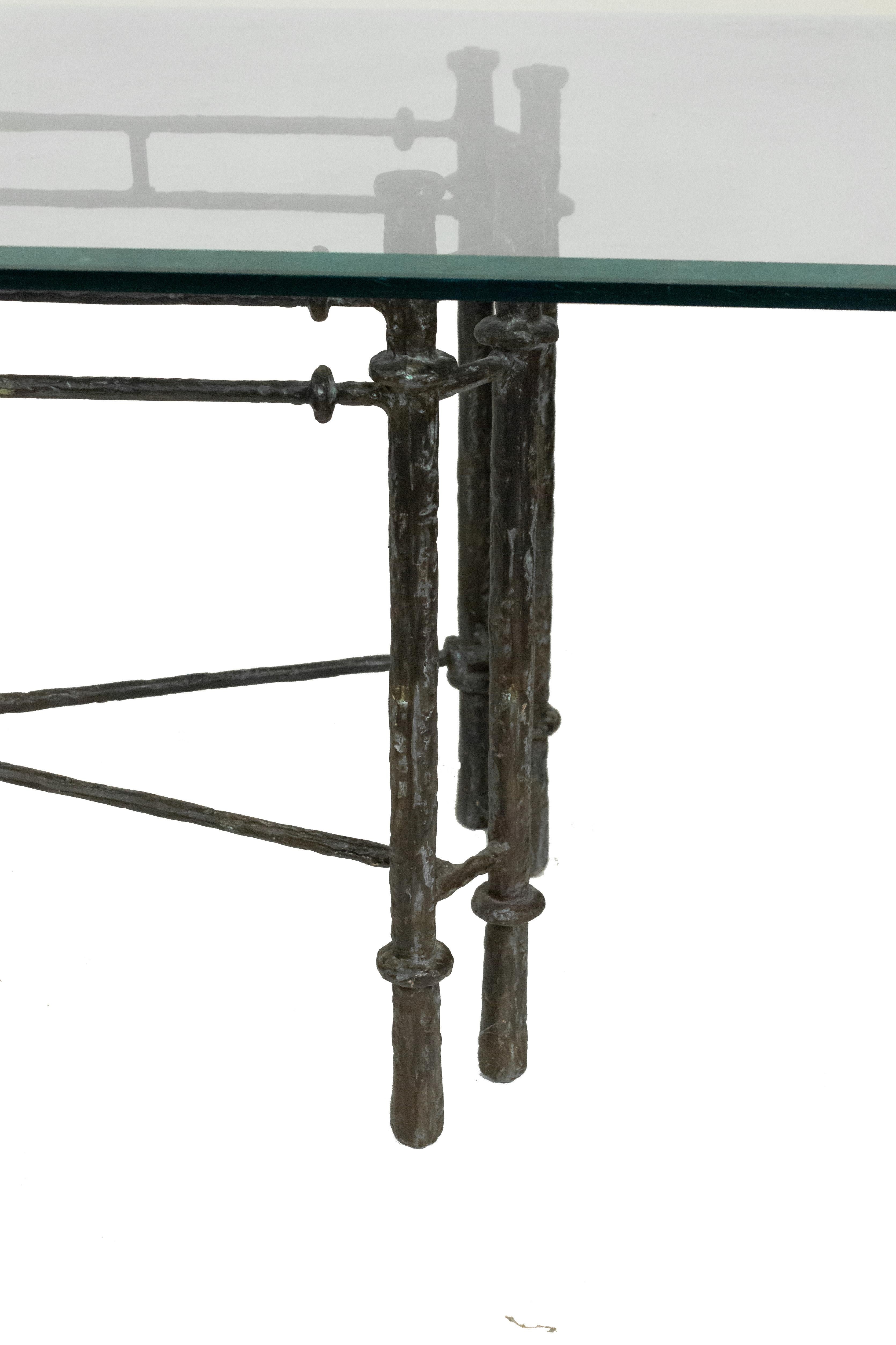 Midcentury Iron Dining Table with Glass Top In Good Condition In New York, NY