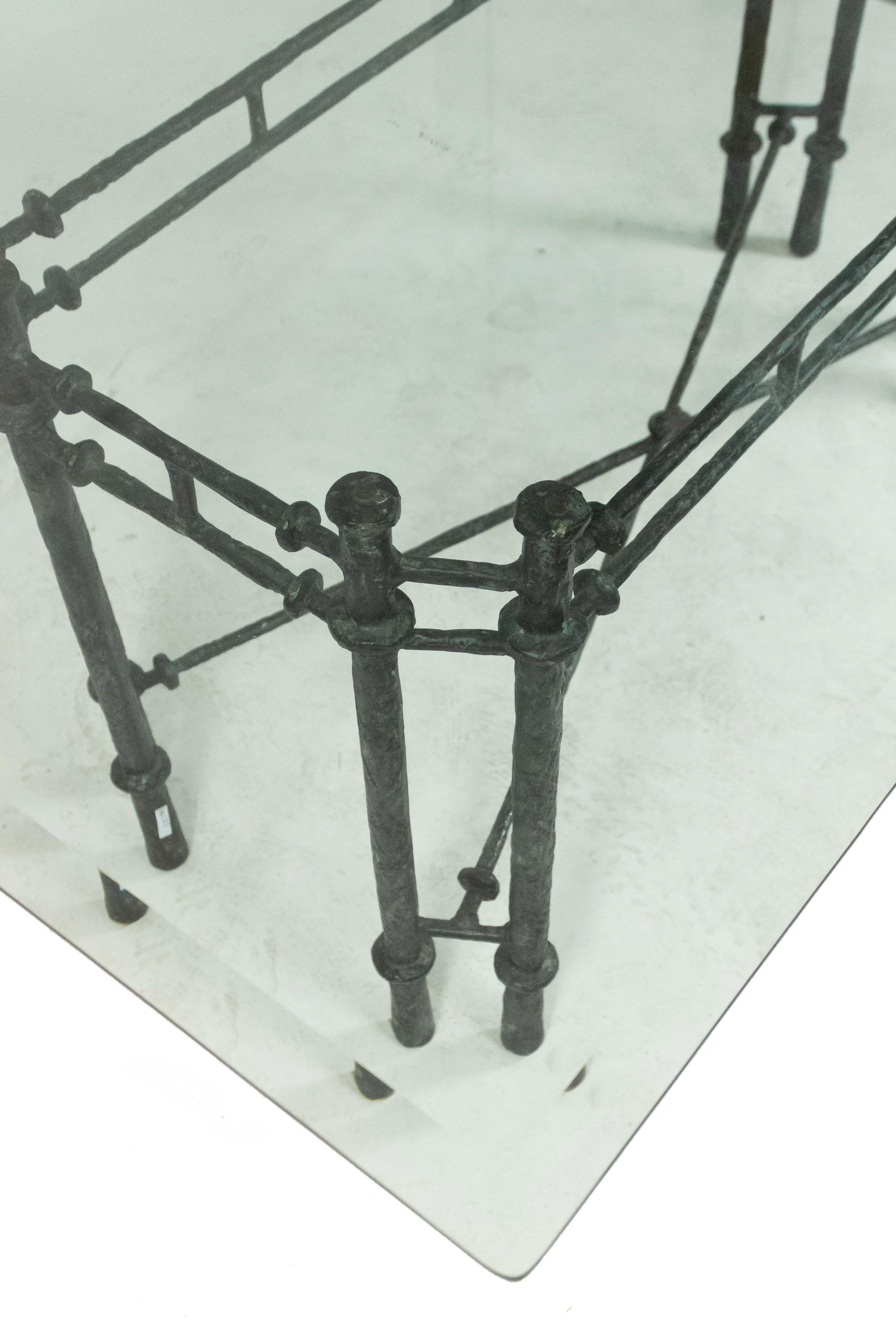 Midcentury Iron Dining Table with Glass Top 2