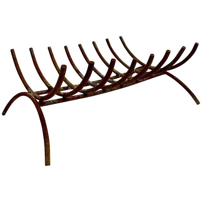 Mid Century Iron Fireplace Log Holder Grate at 1stDibs
