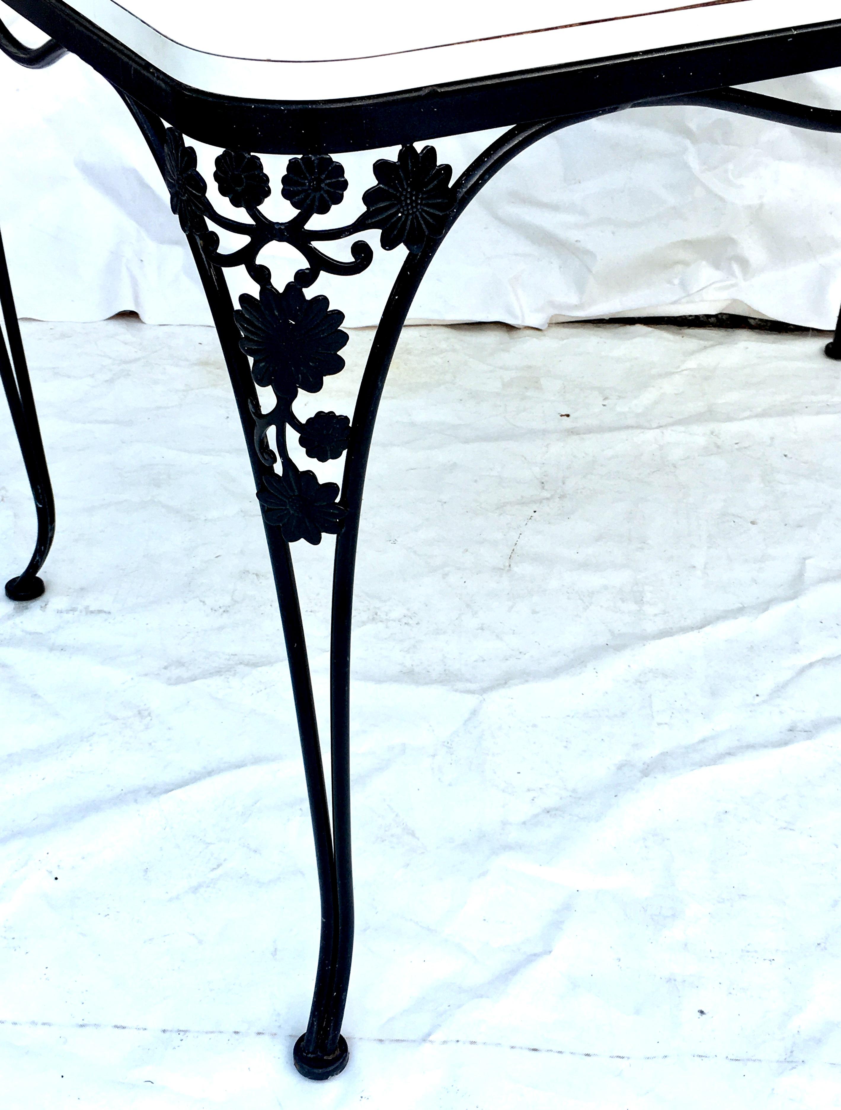 American Mid-Century Iron Floral & Vine Dining Table By, Woodard