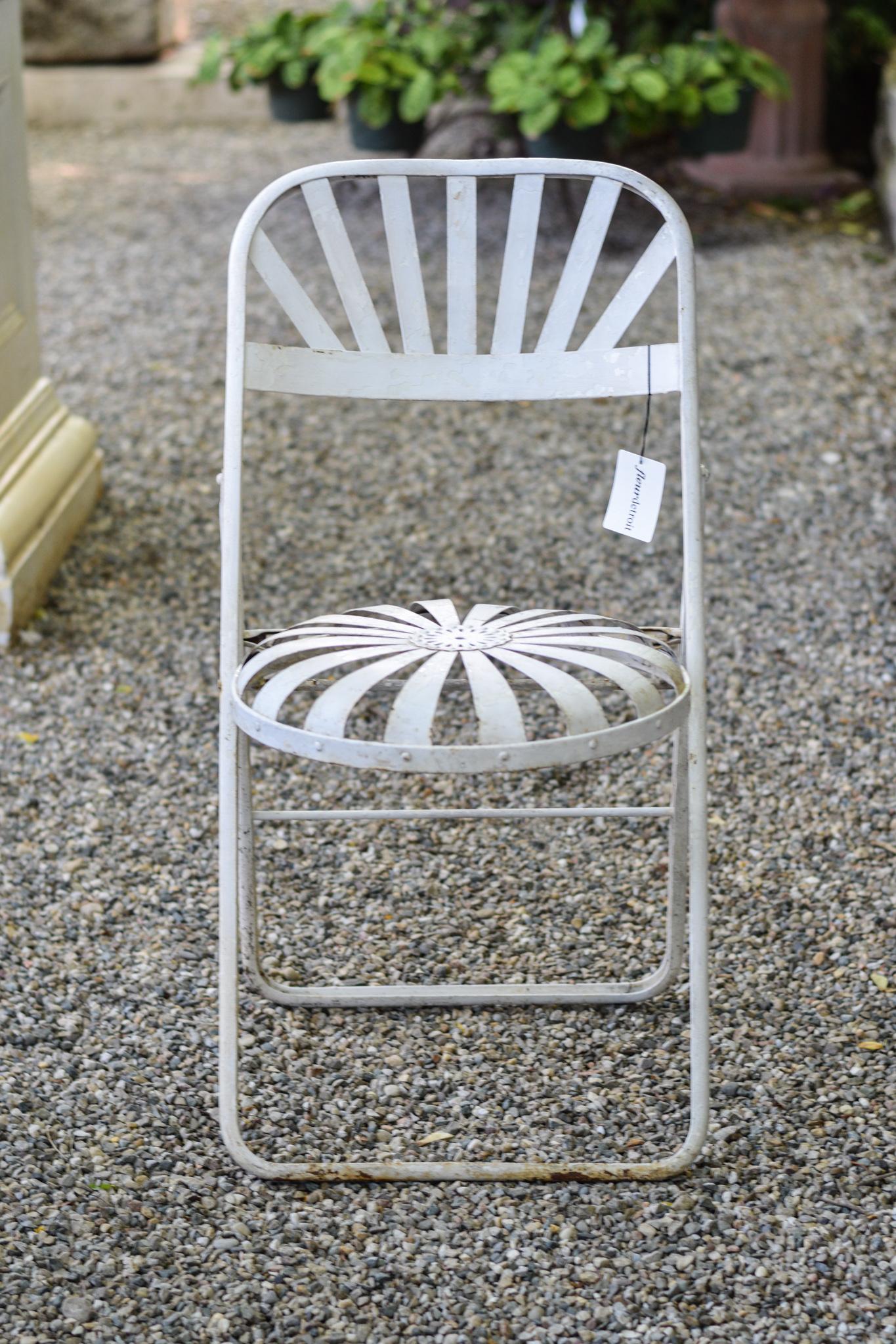 French Midcentury Iron Folding Chairs For Sale