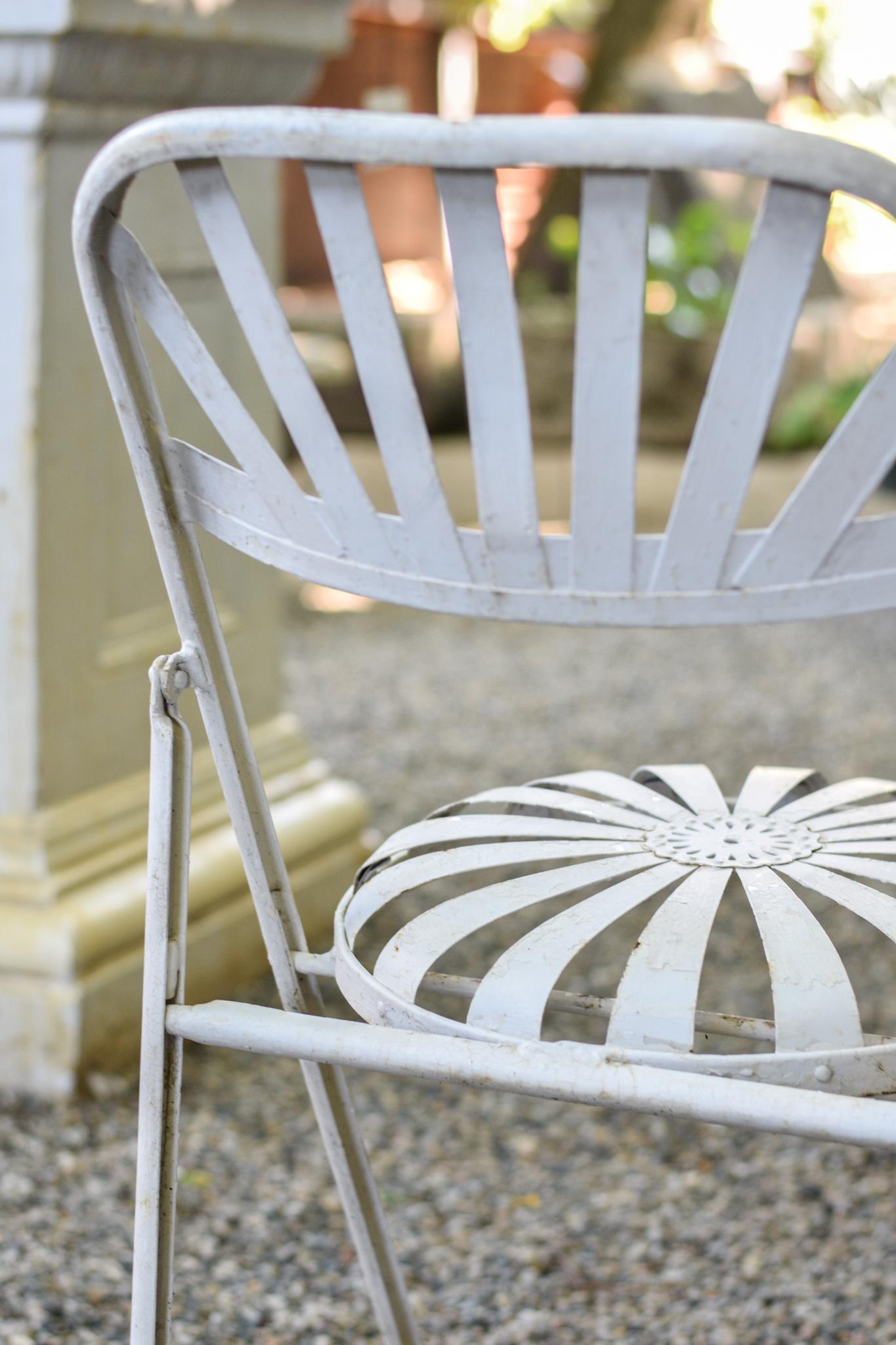 Midcentury Iron Folding Chairs For Sale 1