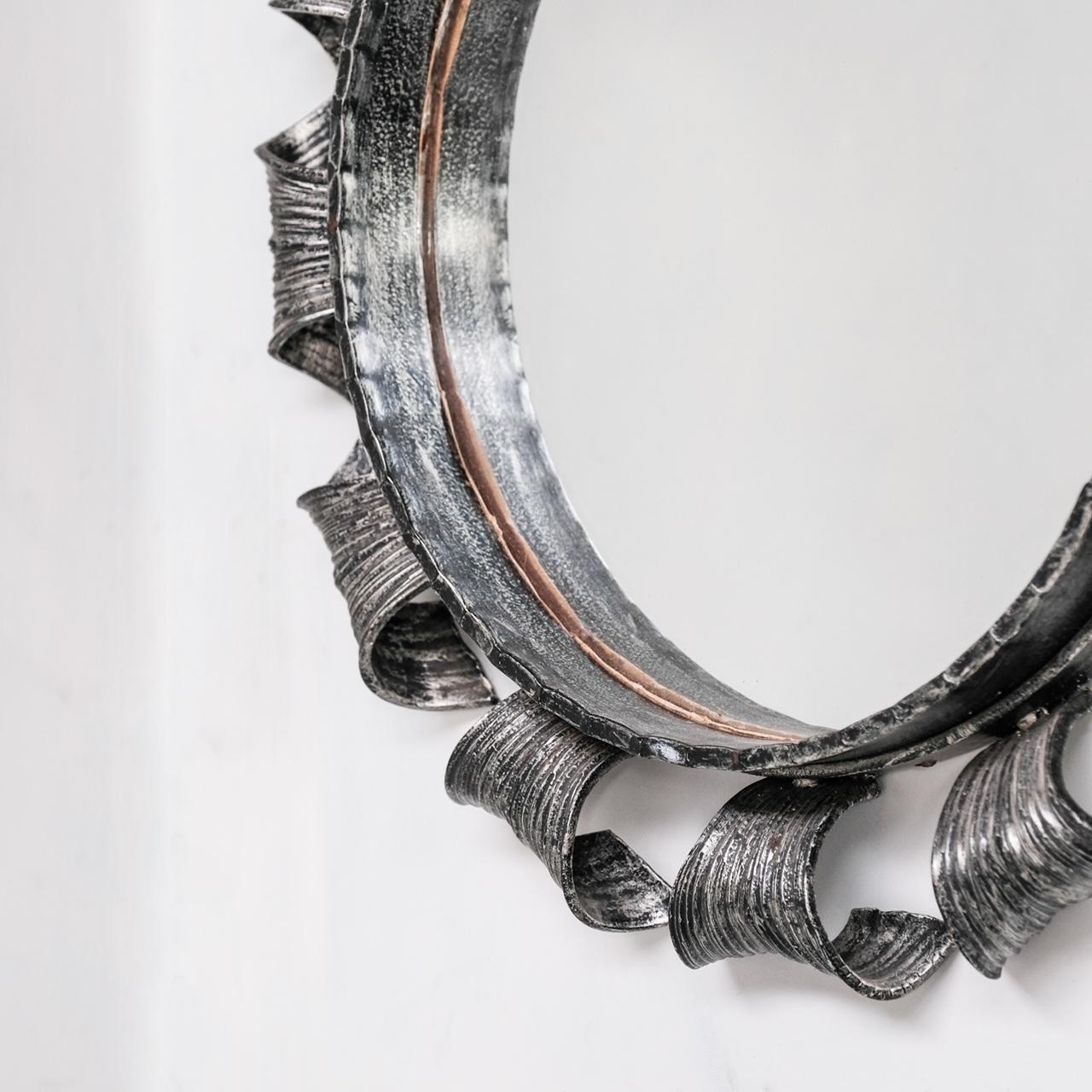 Mid-Century Modern Mid-Century Iron French Circular Mirror For Sale