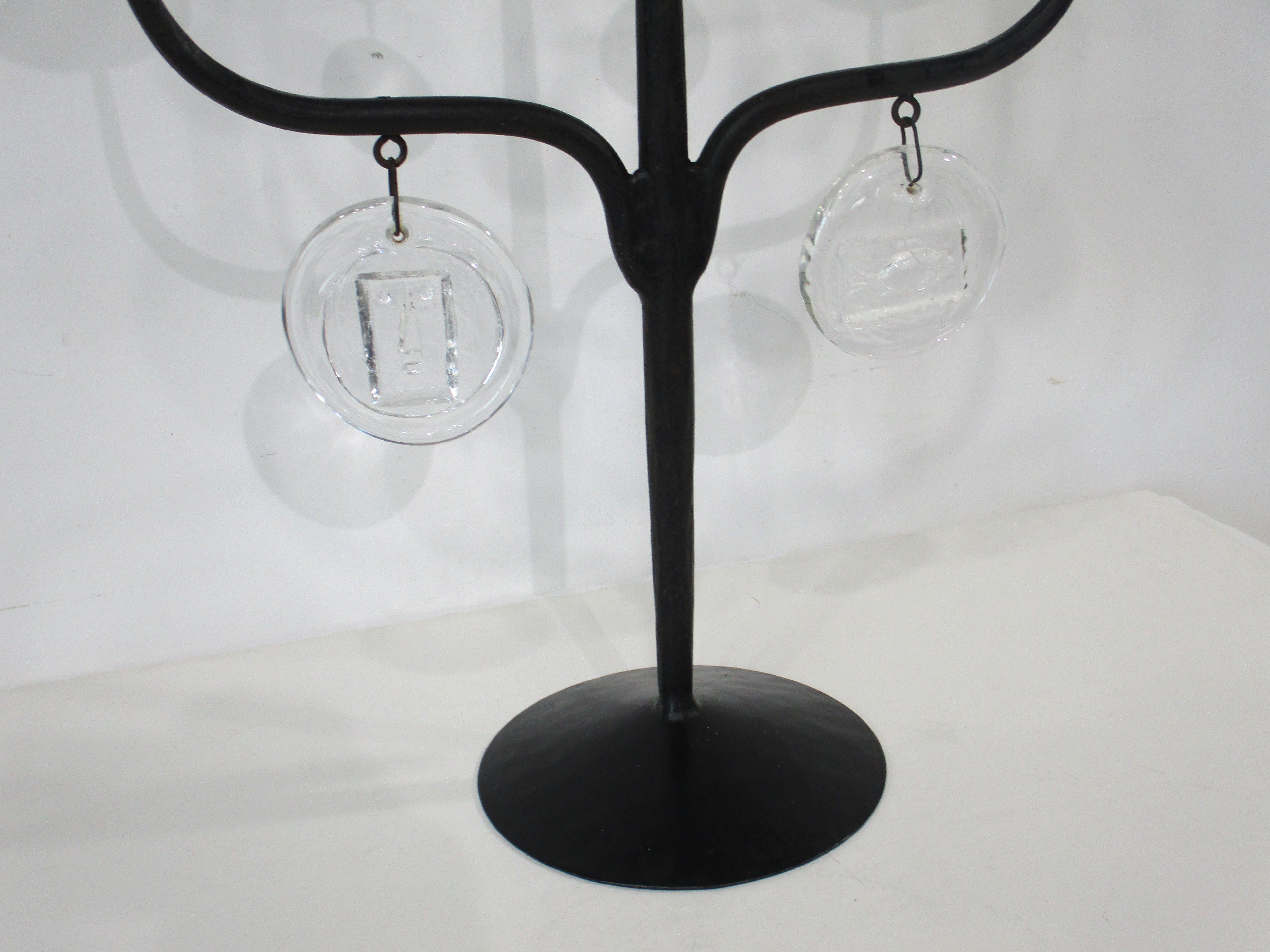 Swedish Mid Century Iron / Glass Candelabra by Erik Hoglund / Boda Sweden