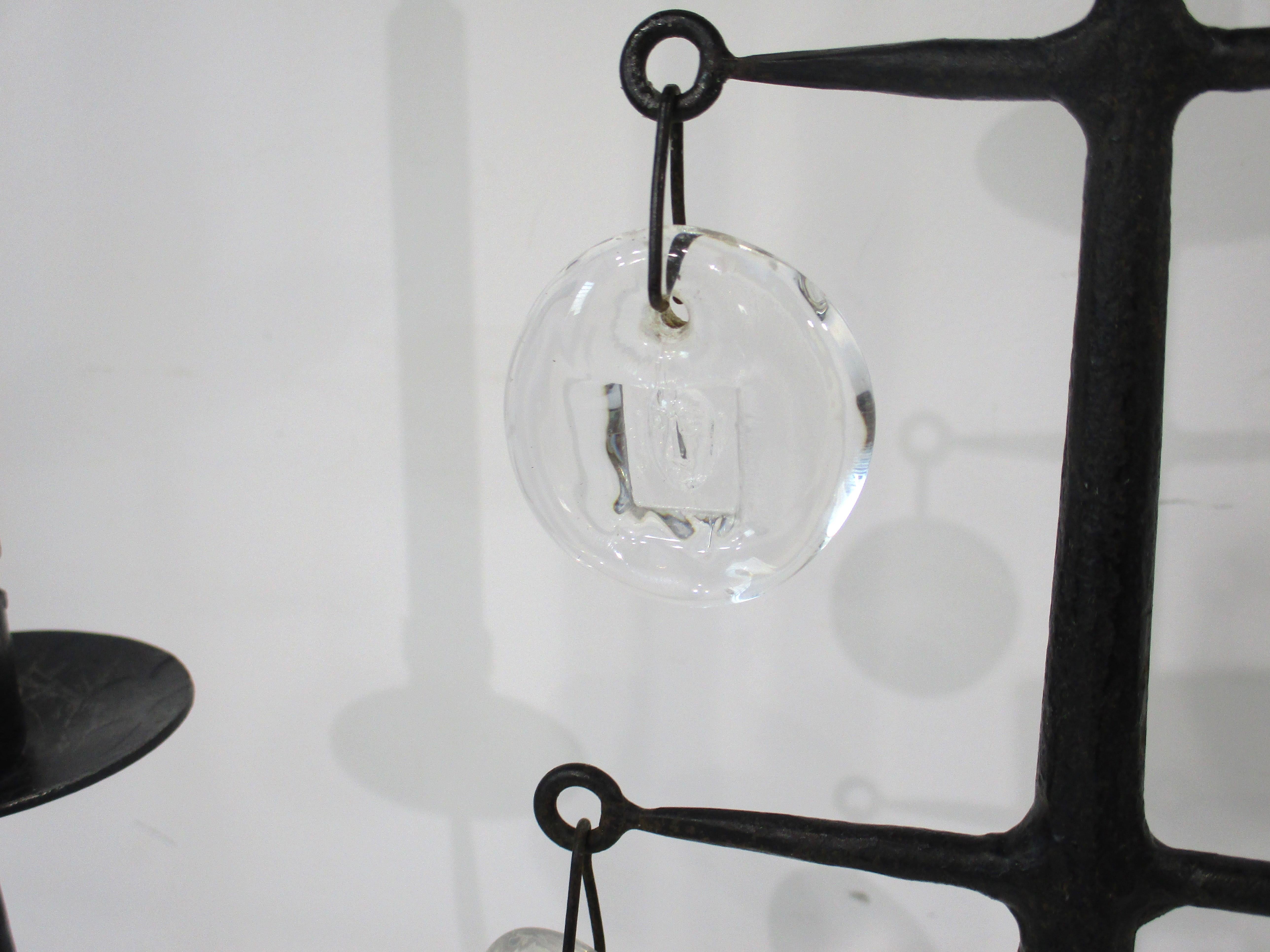 Mid Century Iron / Glass Candelabra by Erik Hoglund / Boda Sweden 2