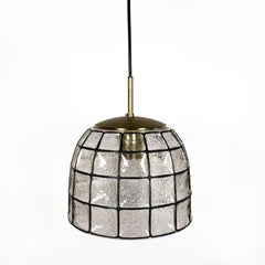 Mid Century Iron Glass Honeycomb Bell Shaped Pendant Light by Limburg, 1960s