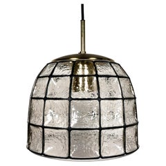 Mid Century Iron Glass Honeycomb Bell Shaped Pendant Light by Limburg, 1960s