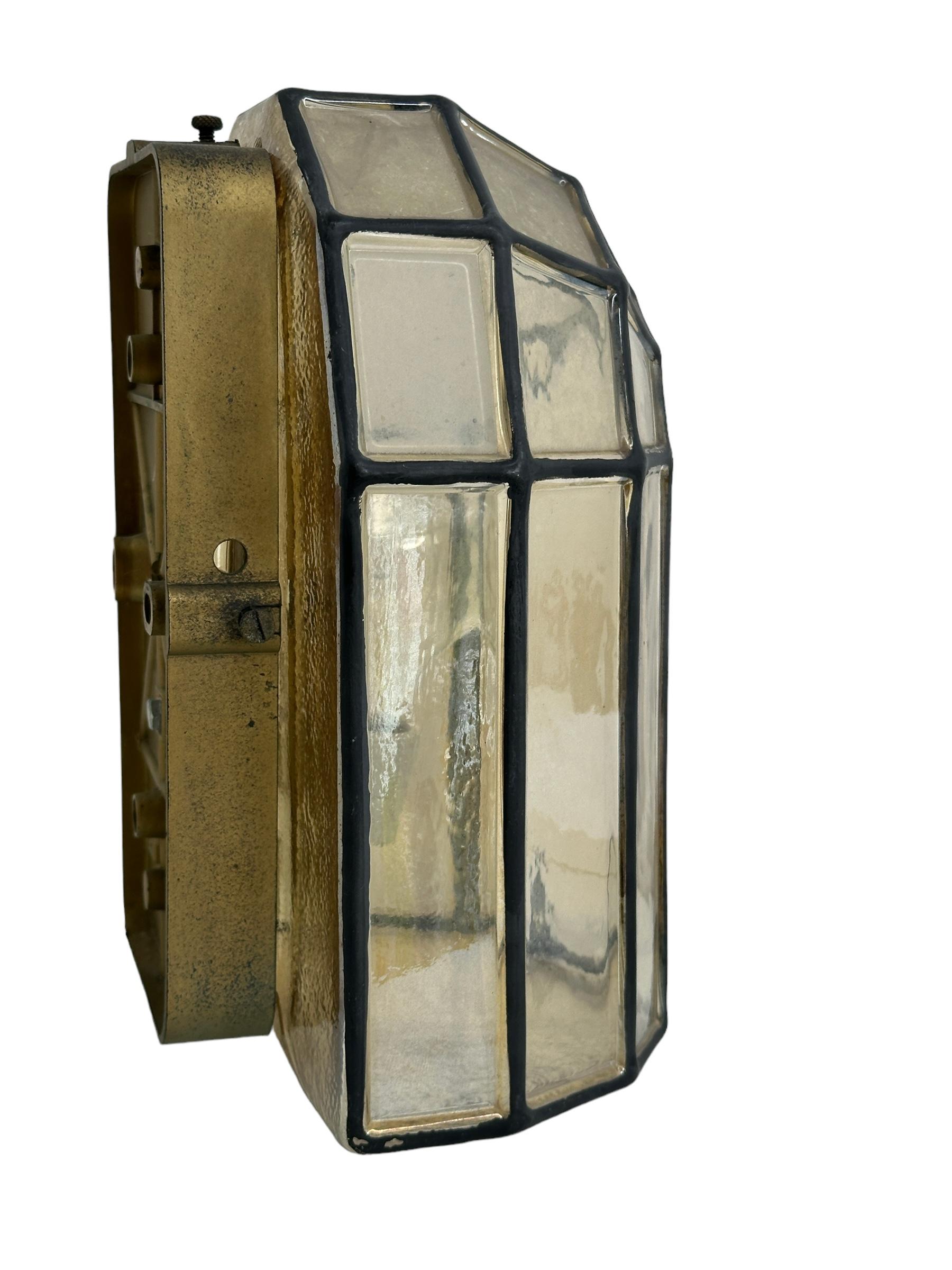Austrian Mid-century Iron Glass Wall Light Sconce Austria, 1970s For Sale