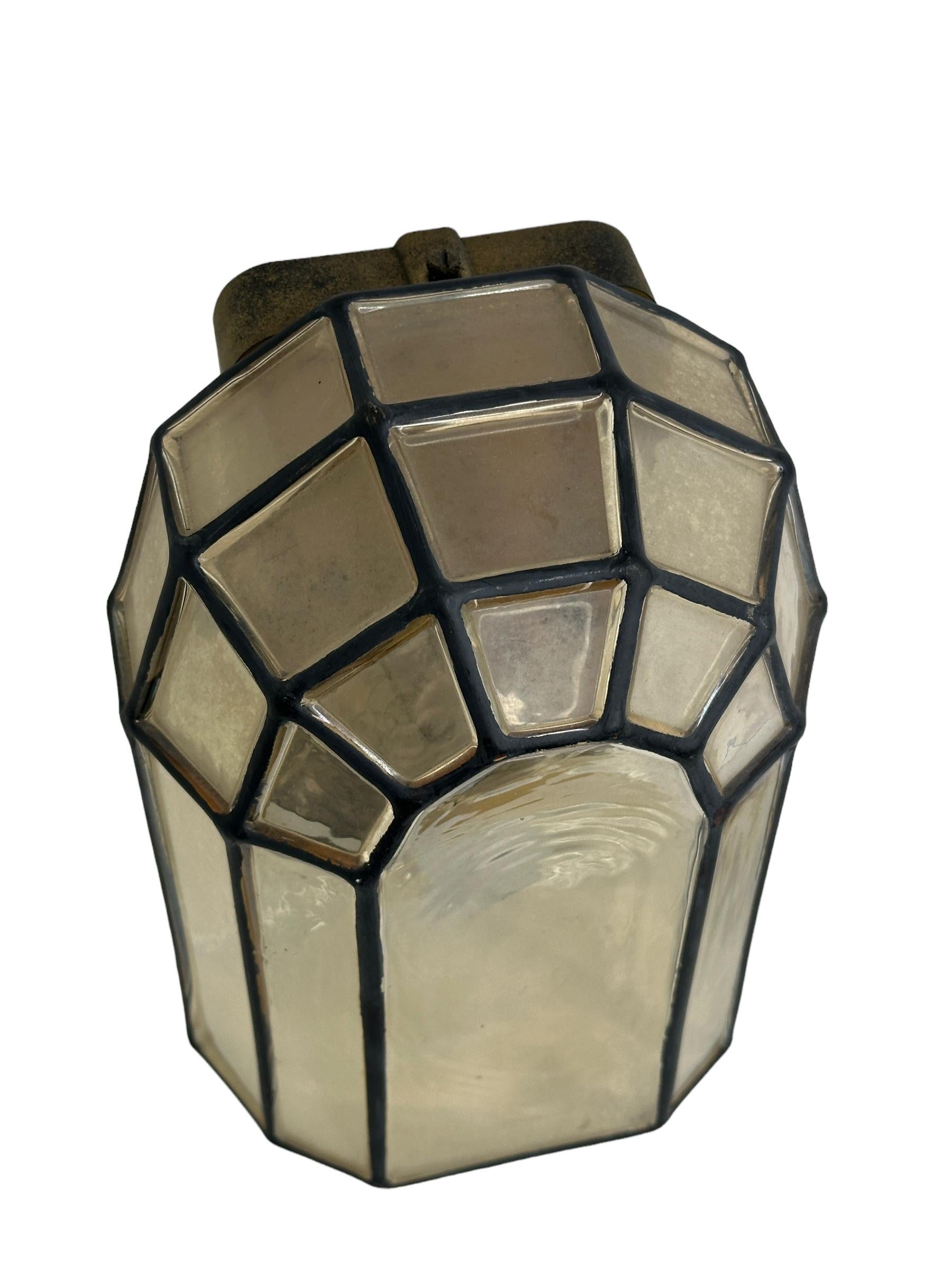 Mid-century Iron Glass Wall Light Sconce Austria, 1970s In Good Condition For Sale In Nuernberg, DE