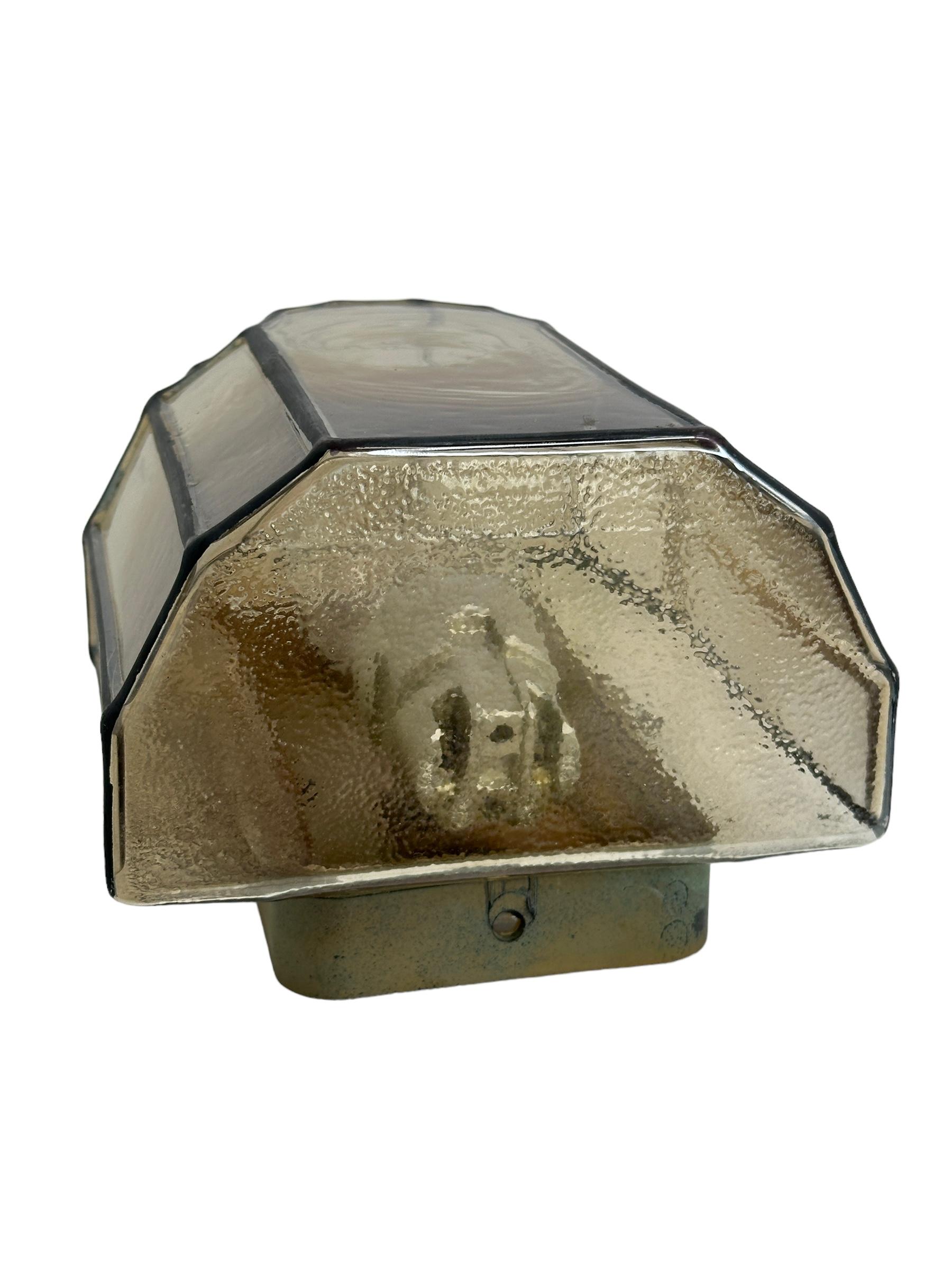 Late 20th Century Mid-century Iron Glass Wall Light Sconce Austria, 1970s For Sale