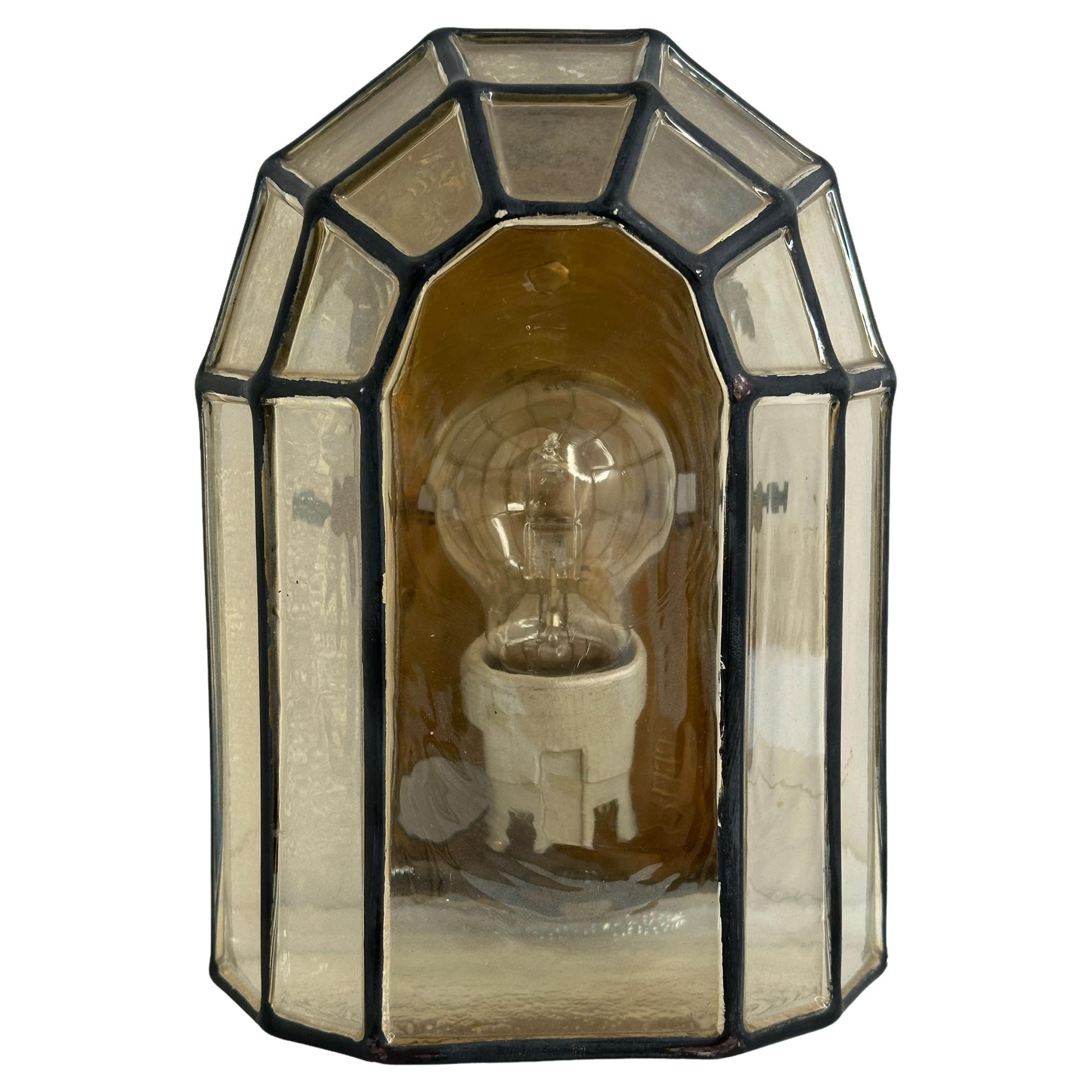 Mid-century Iron Glass Wall Light Sconce Austria, 1970s For Sale