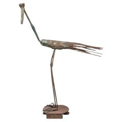 Mid Century Iron Heron Garden Figure