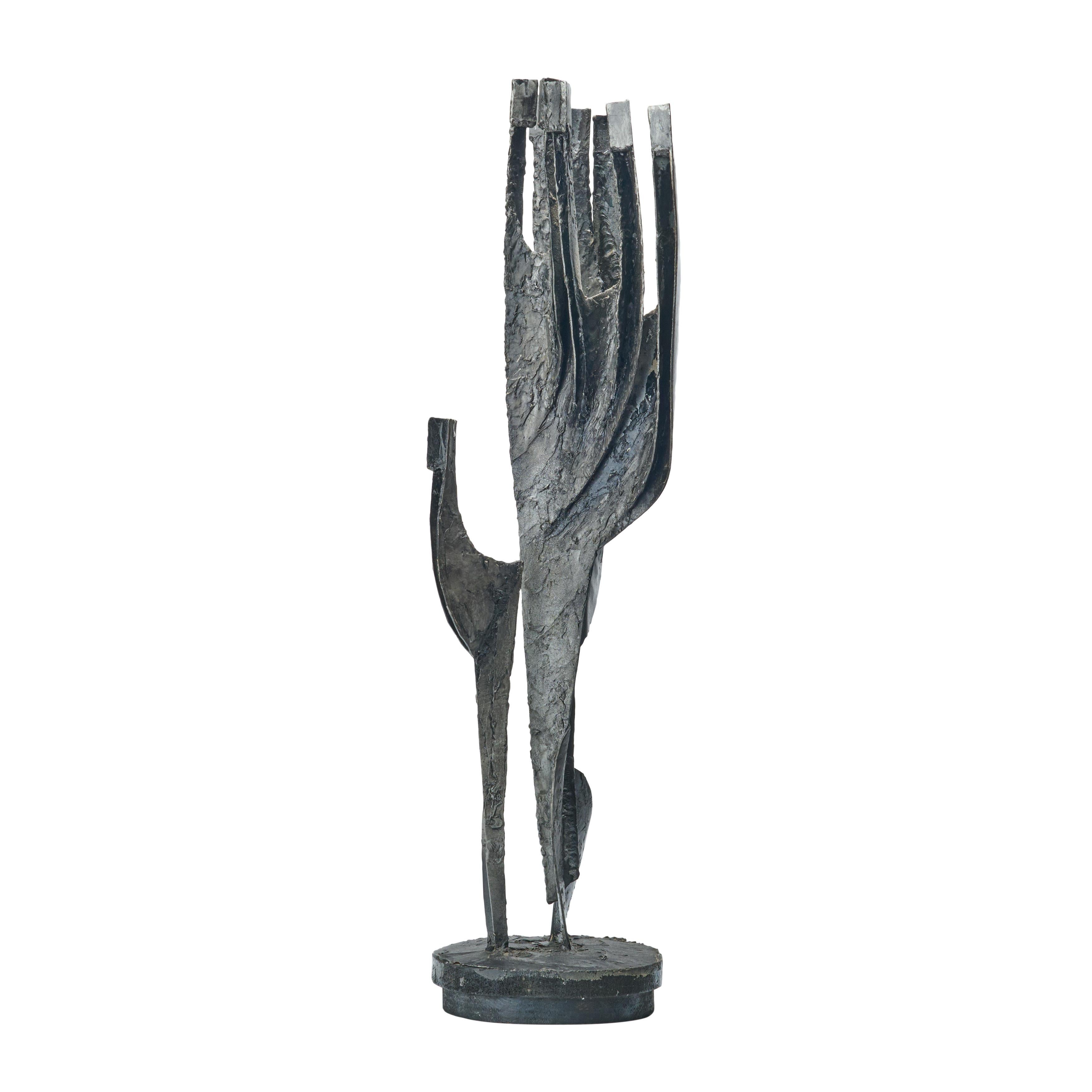 Late 20th Century Mid-Century Iron Menorah Sculpture by Gunther Arons For Sale