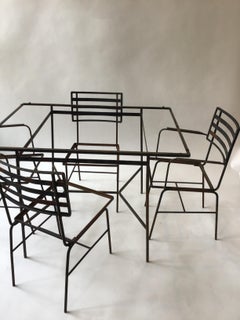 Midcentury Iron Outdoor Table and Chair Set
