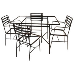 Vintage Midcentury Iron Outdoor Table and Chair Set