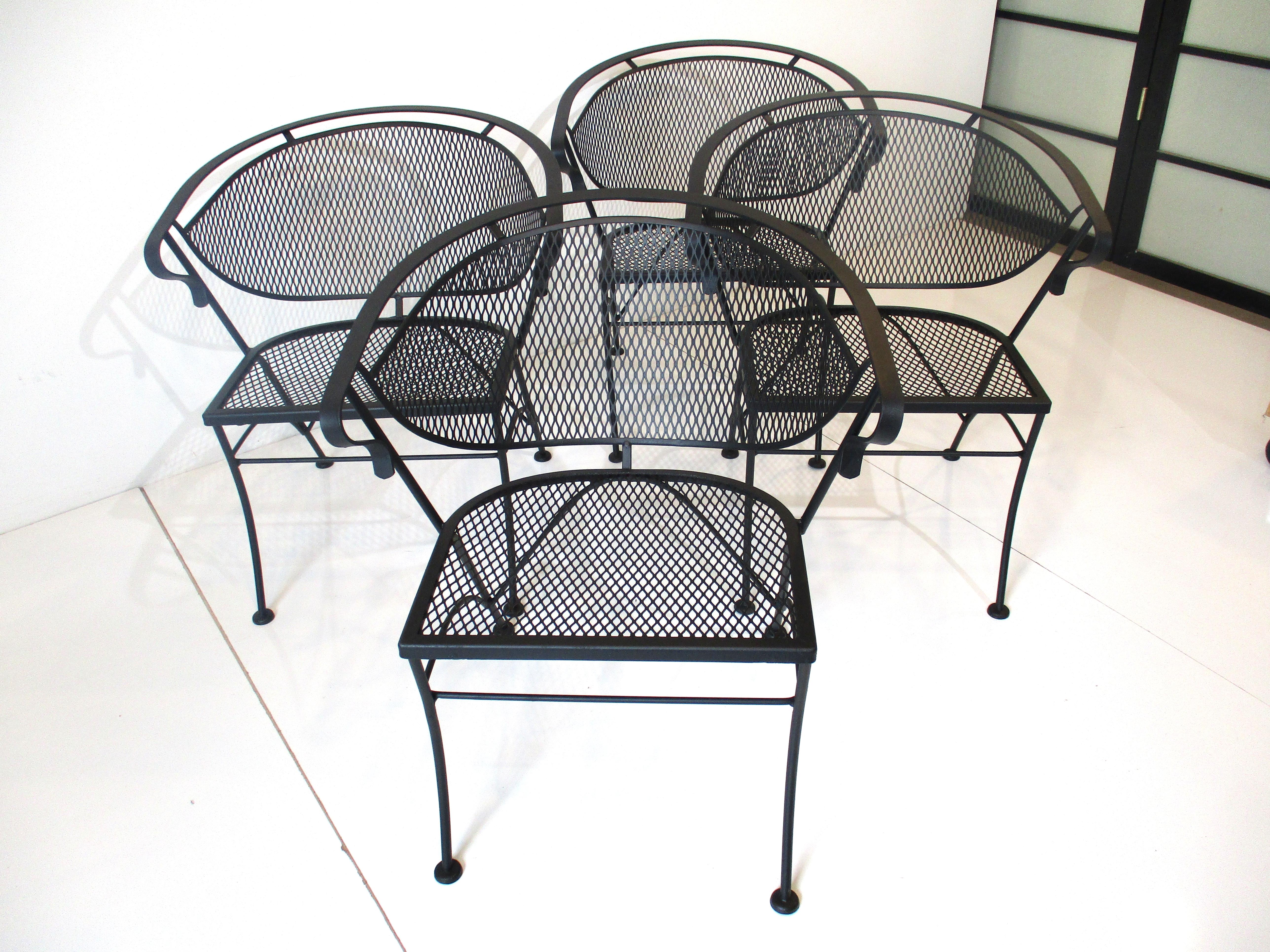 Mid Century Iron Patio, Deck, Garden Lounge Chairs by John Woodard 2