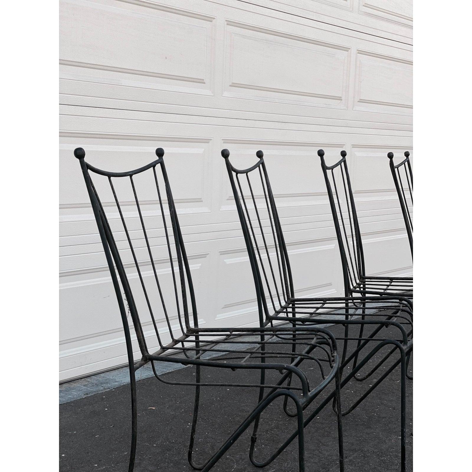 Mid Century Iron Patio Dining Chairs by Pipsan Saarinen-Swanson In Fair Condition In Beverly Hills, CA