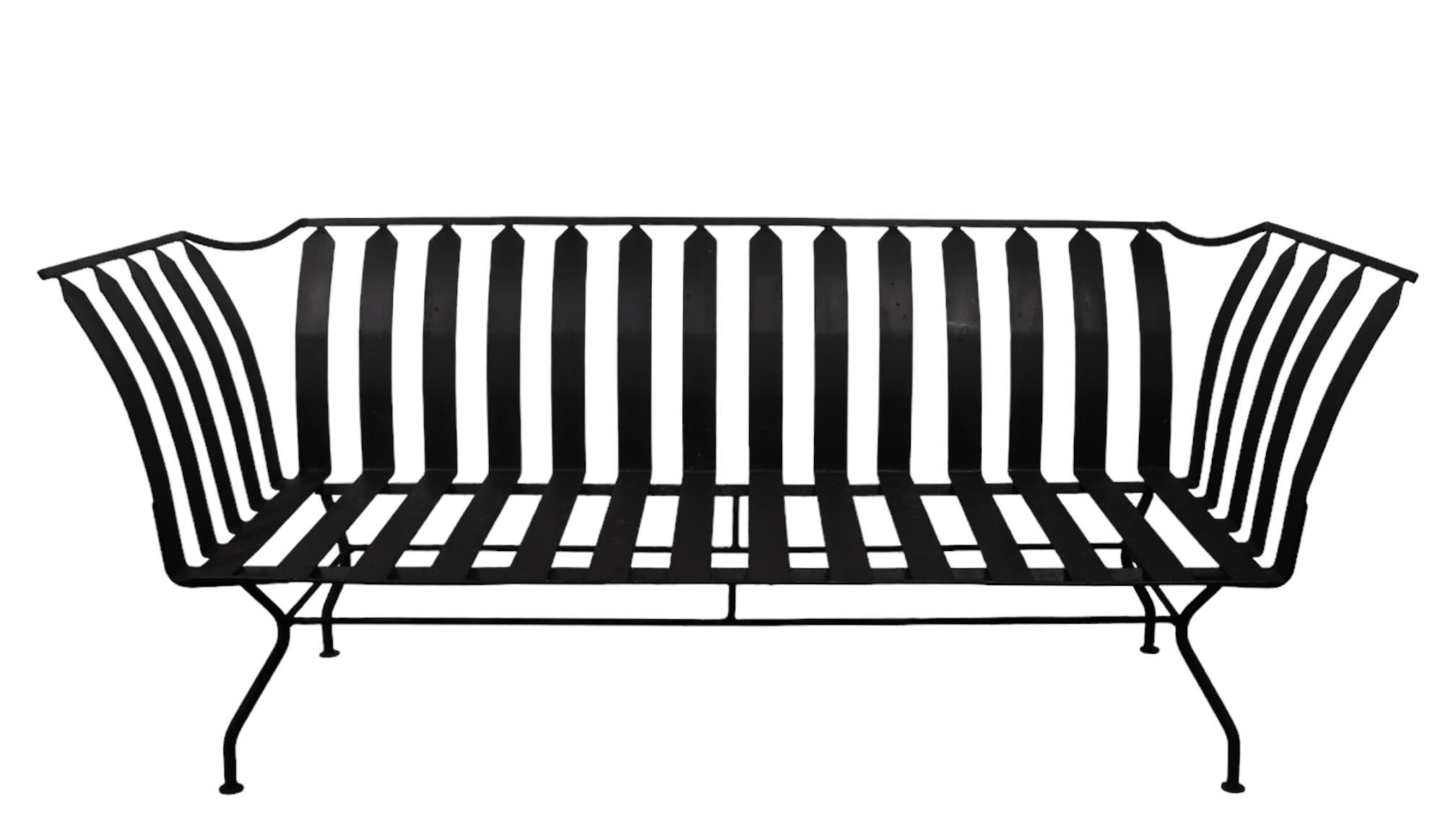 Mid-Century Modern Mid Century Iron Patio Garden Poolside Gondola Sofa Loveseat att. to Woodard For Sale