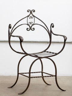 Mid Century Iron Savonarola Chair