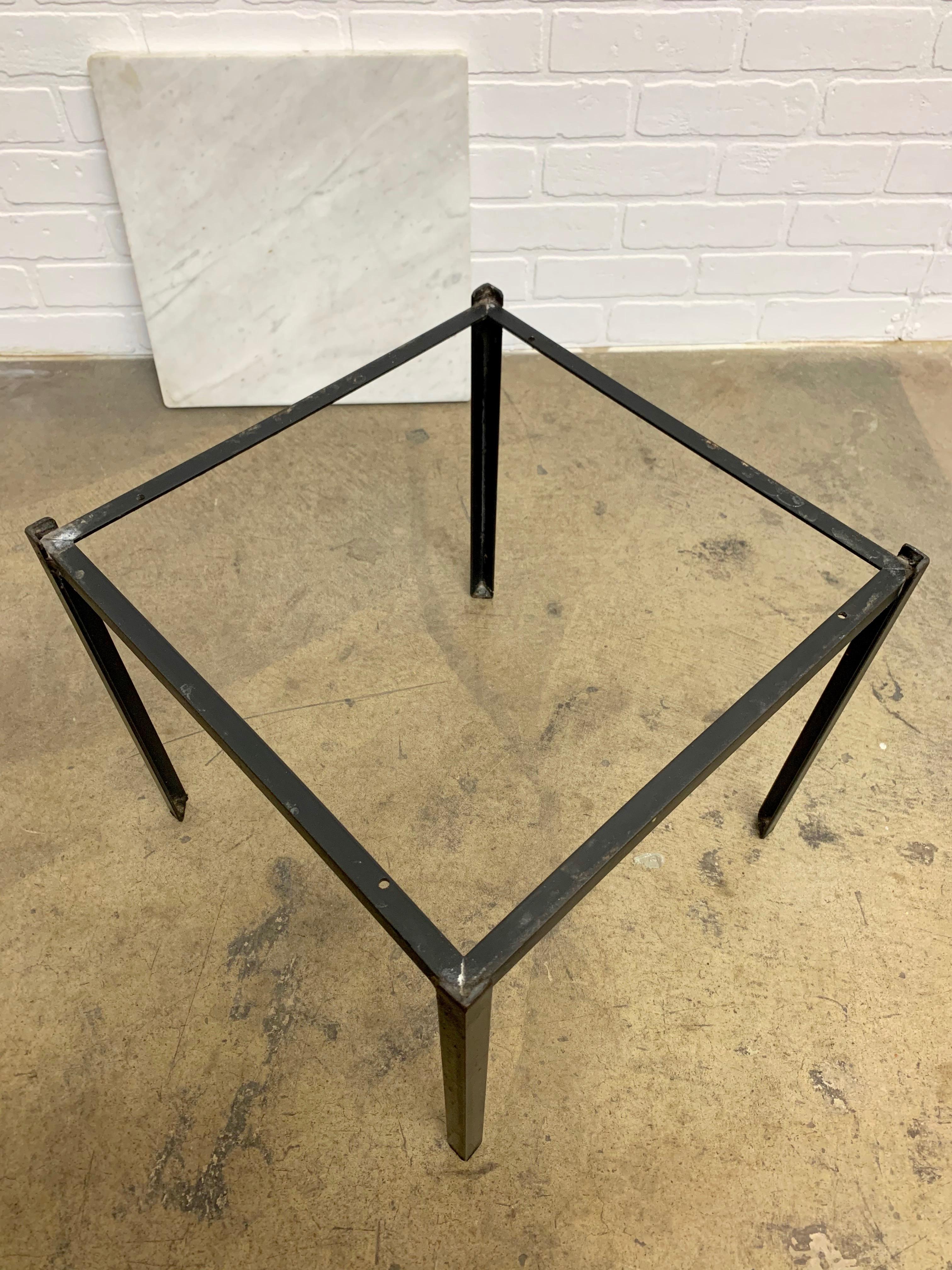Midcentury Iron Side Table with Italian Marble 2