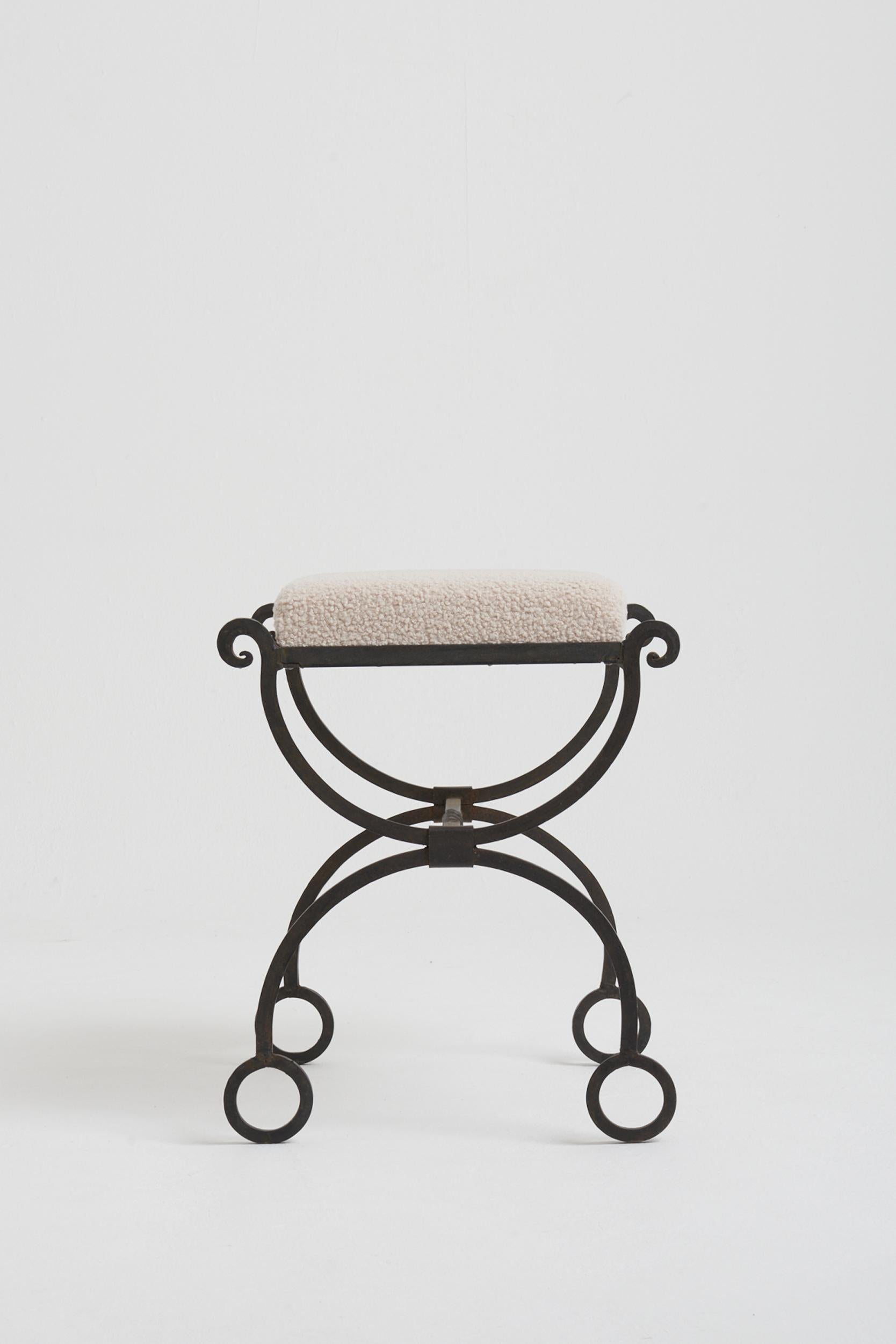 French Mid-Century Iron Stool