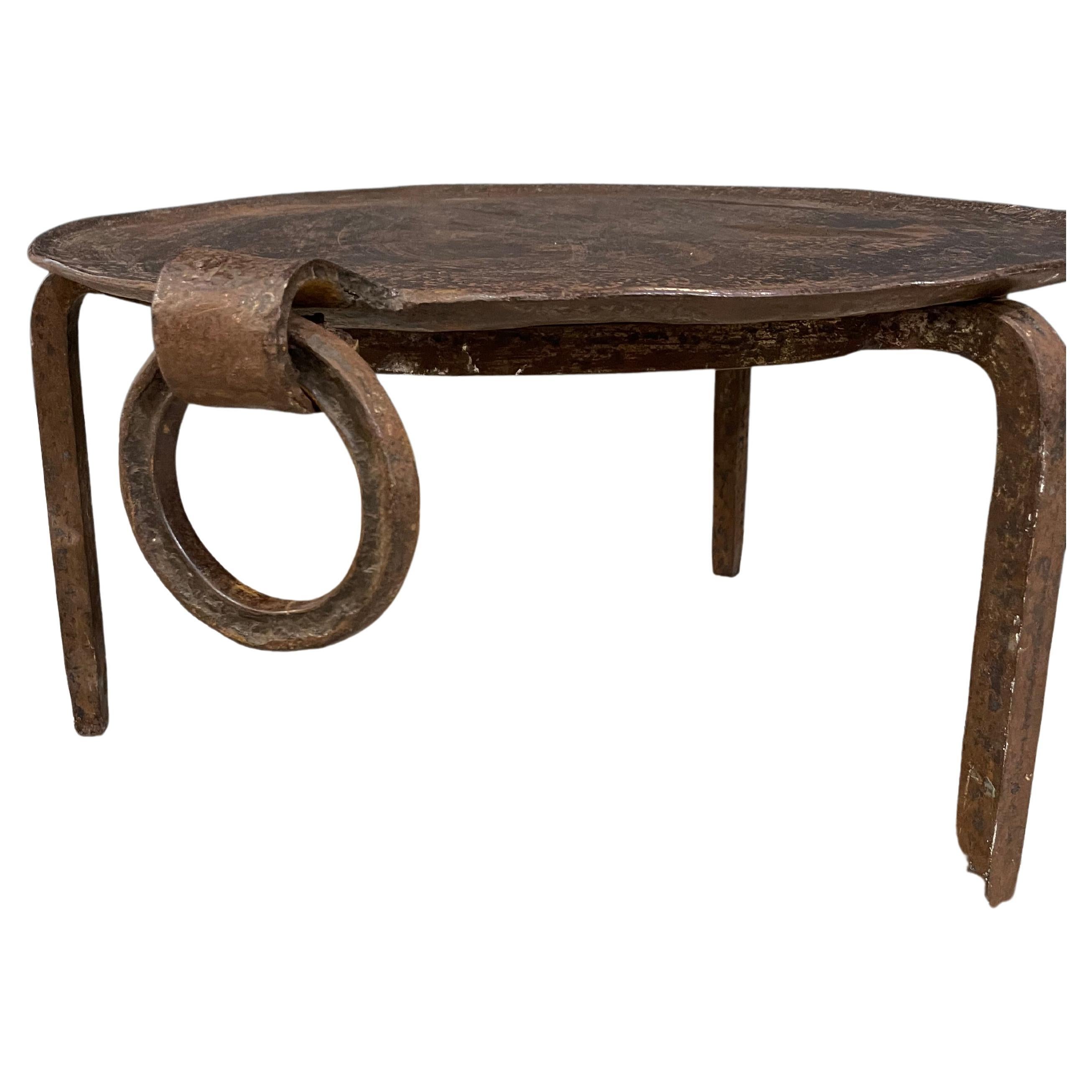 Brutalist Mid-Century Iron Tray Table For Sale