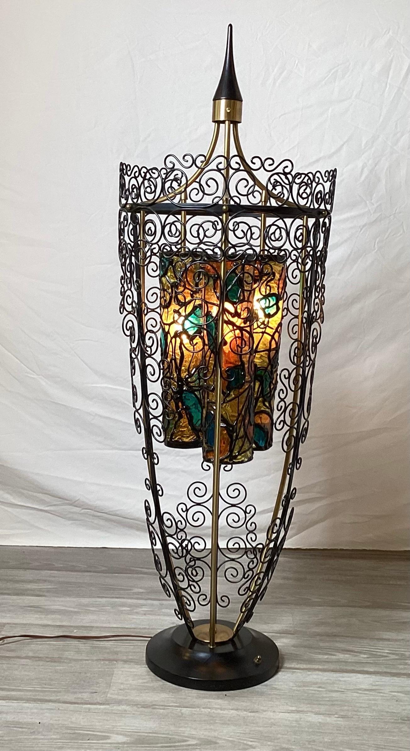 20th Century Mid Century Iron Urn Form Table Lamp  For Sale