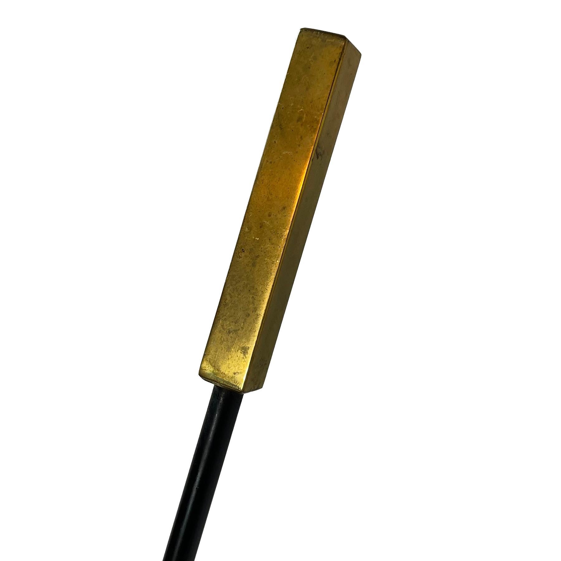 Mid-Century Iron Wall-Mounted Fire Tools with Brass Handles In Good Condition In Highland, IN